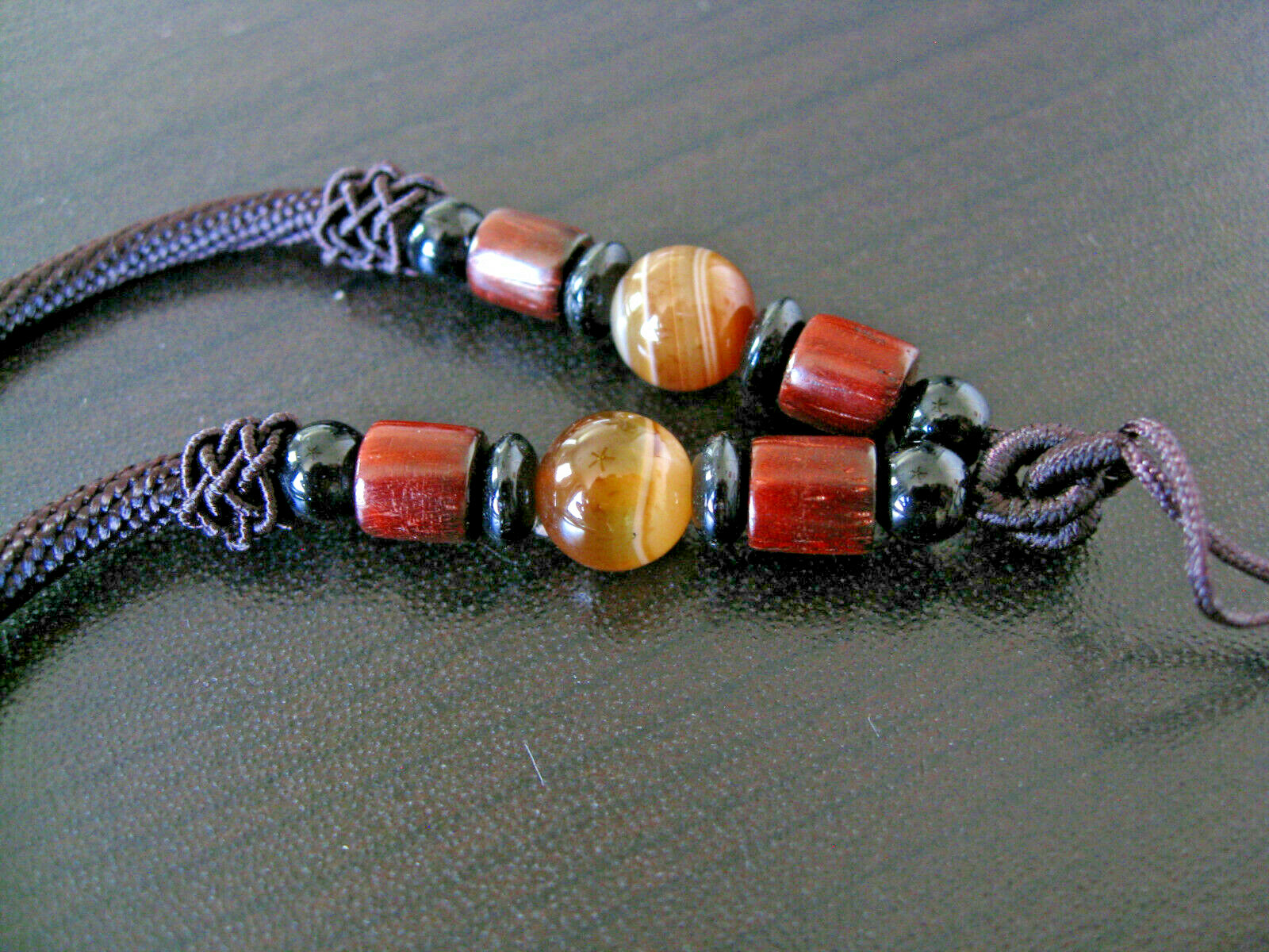 Braided String Rope Cord Necklace & Cornelian Stone DIY white Crystal Pendant