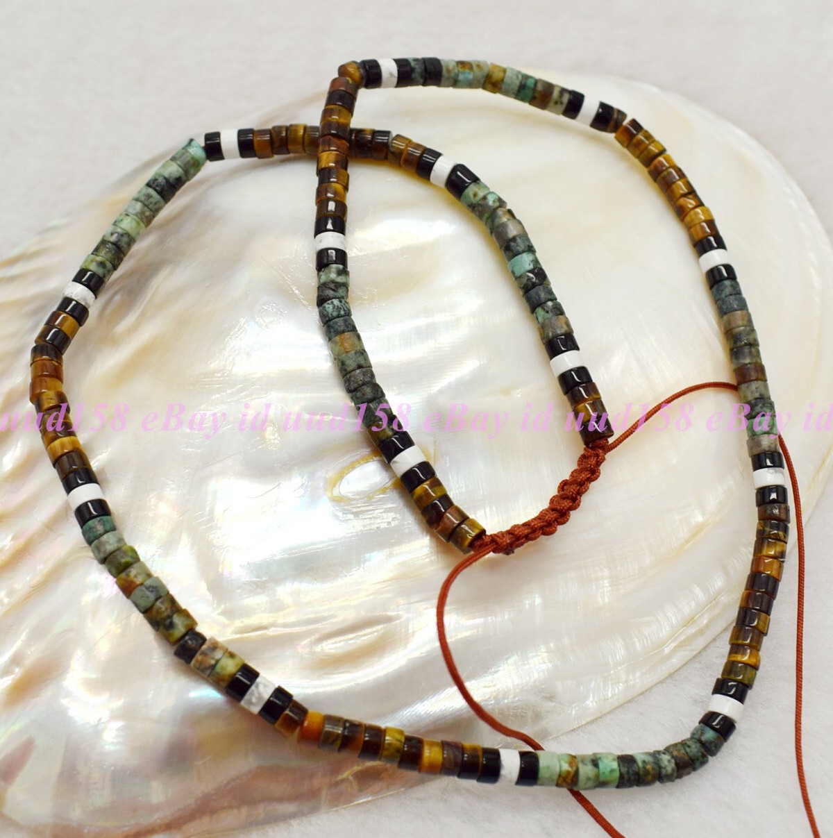 African Turquoise & Tiger Eye Beads Gemstone Healing Dainty Women Men Necklace
