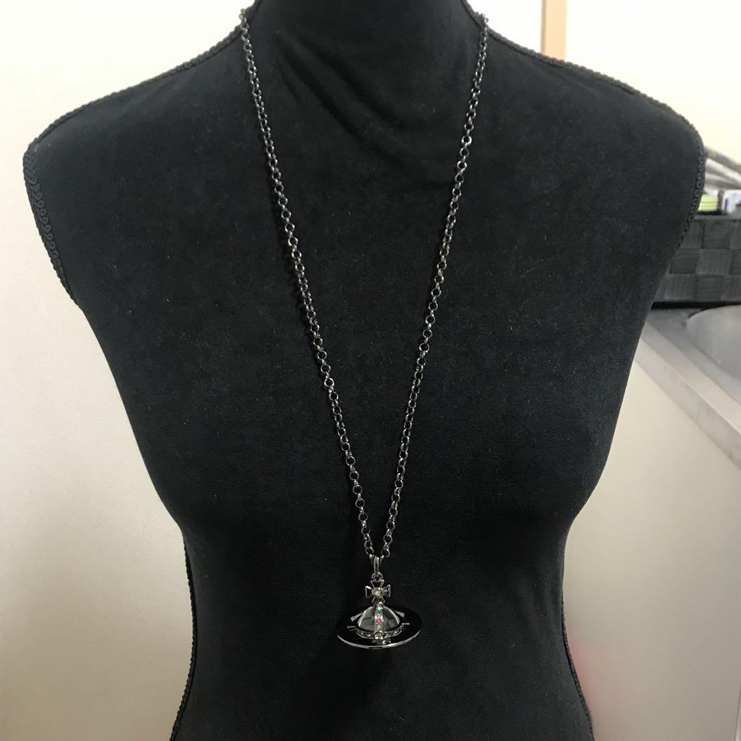 Vivienne Westwood Necklace Small Orb Gunmetal w/drawstring Top 4.5cm [EJ005