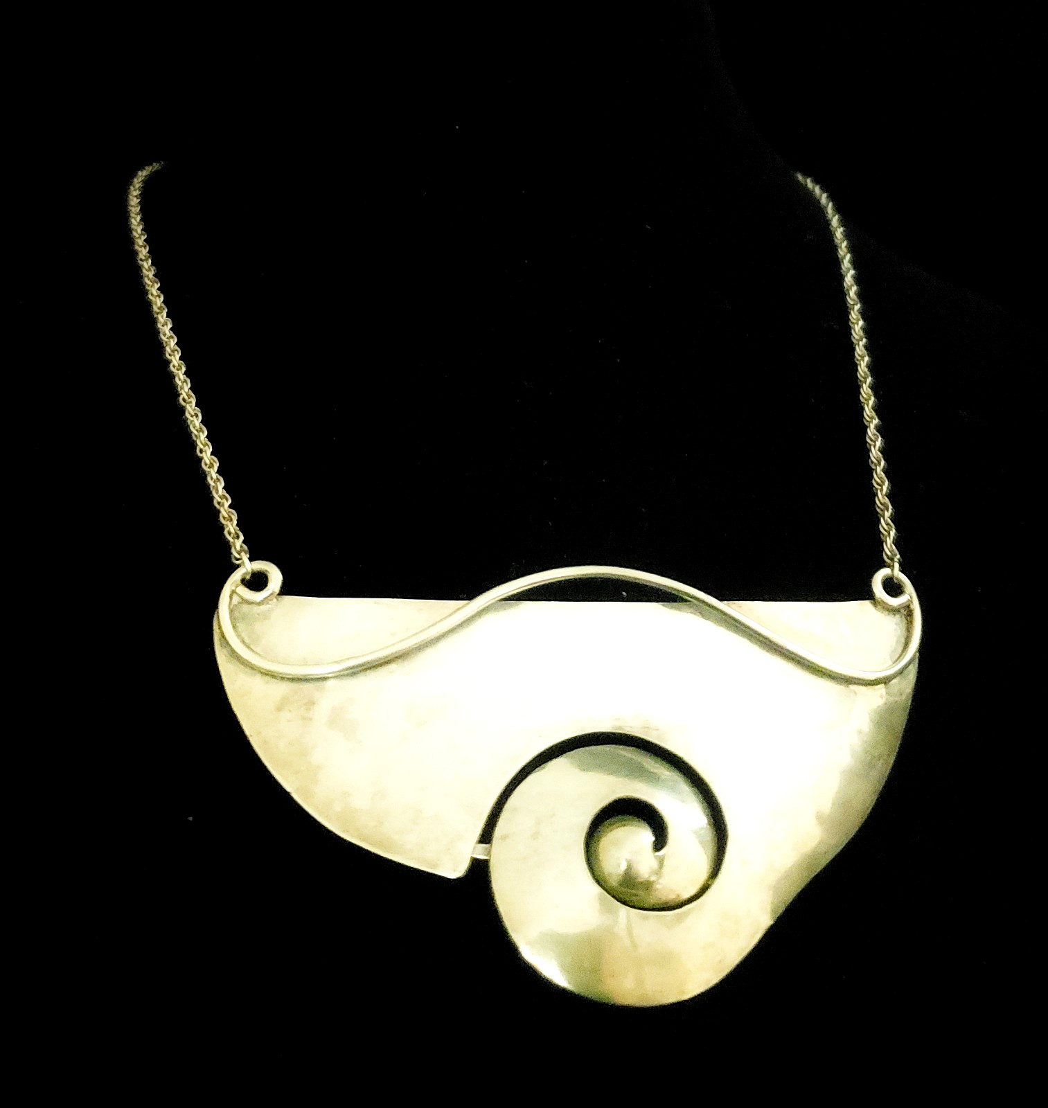 20″ Large Handcrafted Solid Sterling Silver Modernist BOHO Necklace. FLAWLESS!