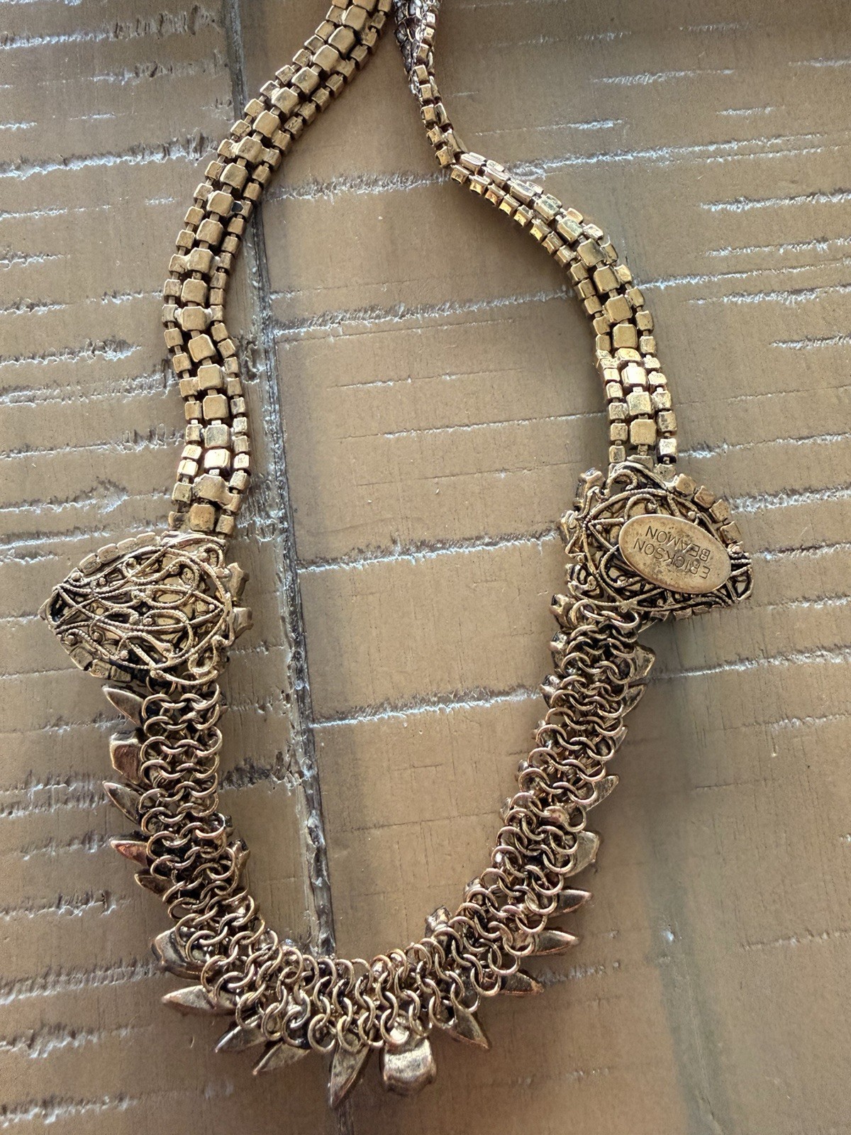 Erickson Beamon Crystal Teardrop Statement Bib Necklace Gold Tone Signed