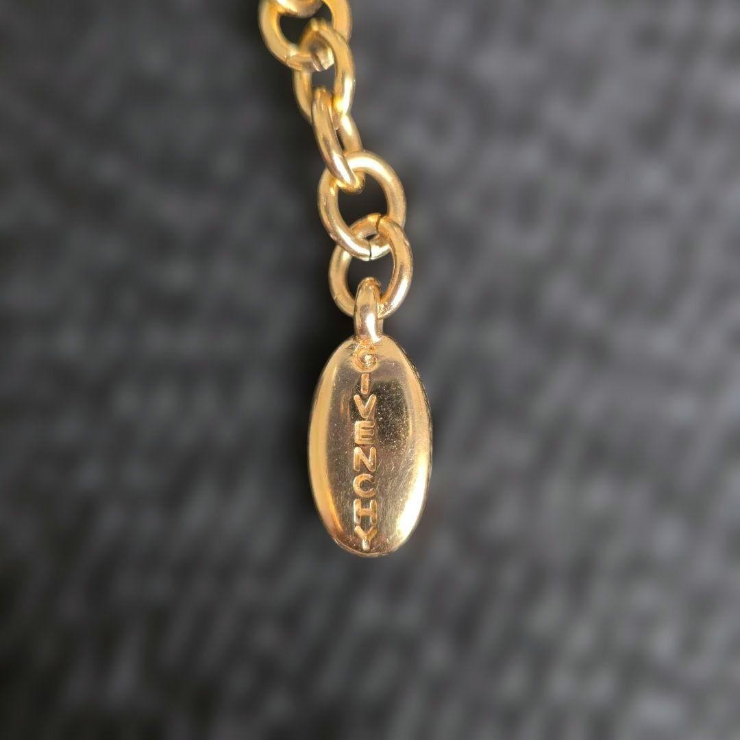 GIVENCHY Vintage 4G Y Chain Necklace Gold Tone Logo Pendant 46cm Statement