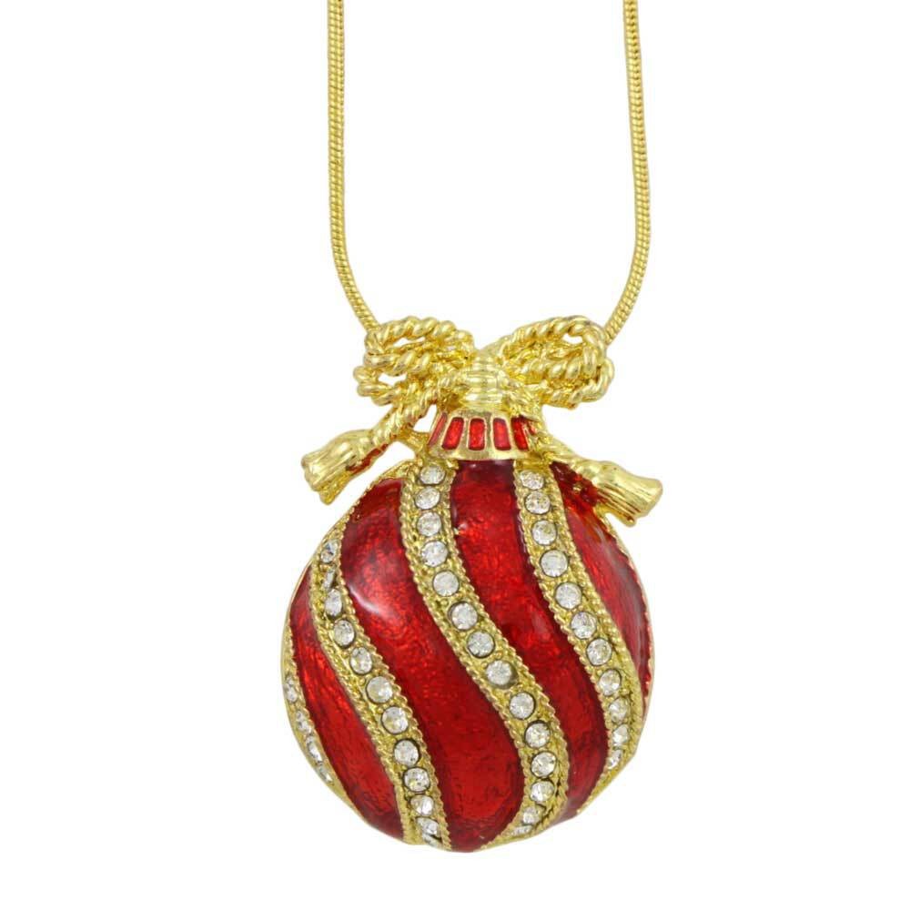 Red Christmas Ornament Pendant on Gold Chain – XP348N