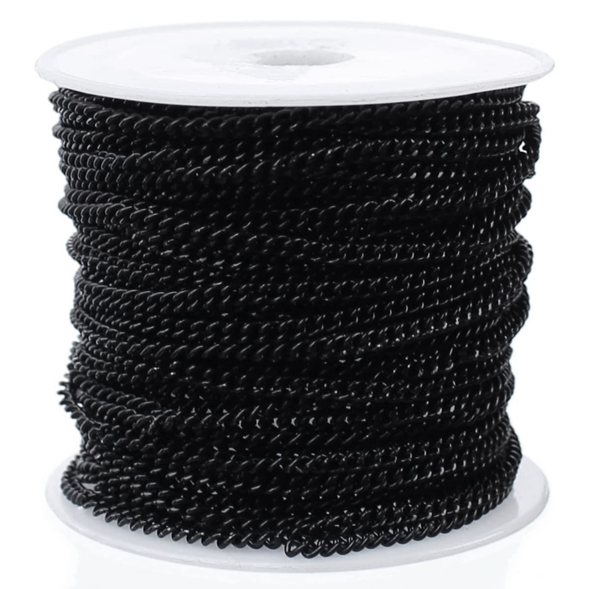 2.2x3mm Curb Chain Spool – Dark Black Color – 30 Feet – Iron Bulk Chain