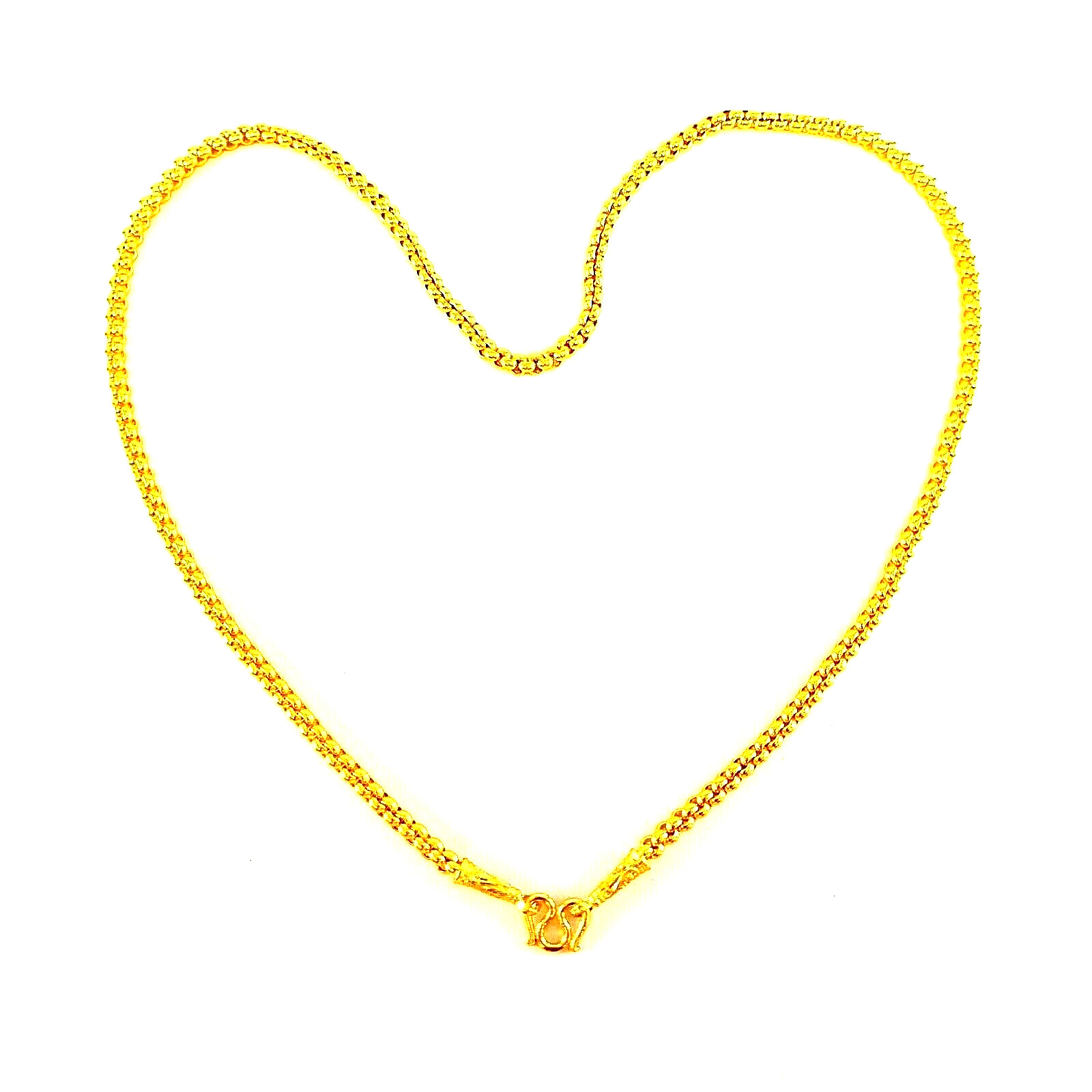 Gold Color Plated Brass Unisex Adult Charm Necklace Fashion Jewelry 24″ 5 MM.