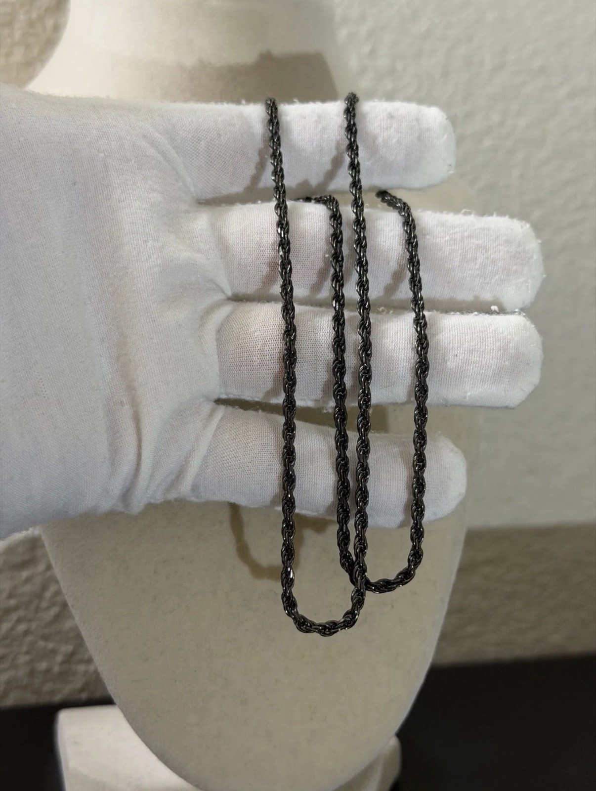 22 inch 3mm – 925 Sterling Silver Rope Chain Black Rhodium Finished