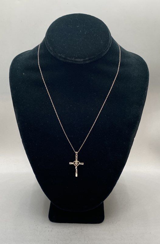 Sterling Silver 925 Necklace Lot 4 Pieces Cross Marquise Pearl Bar 15-18″