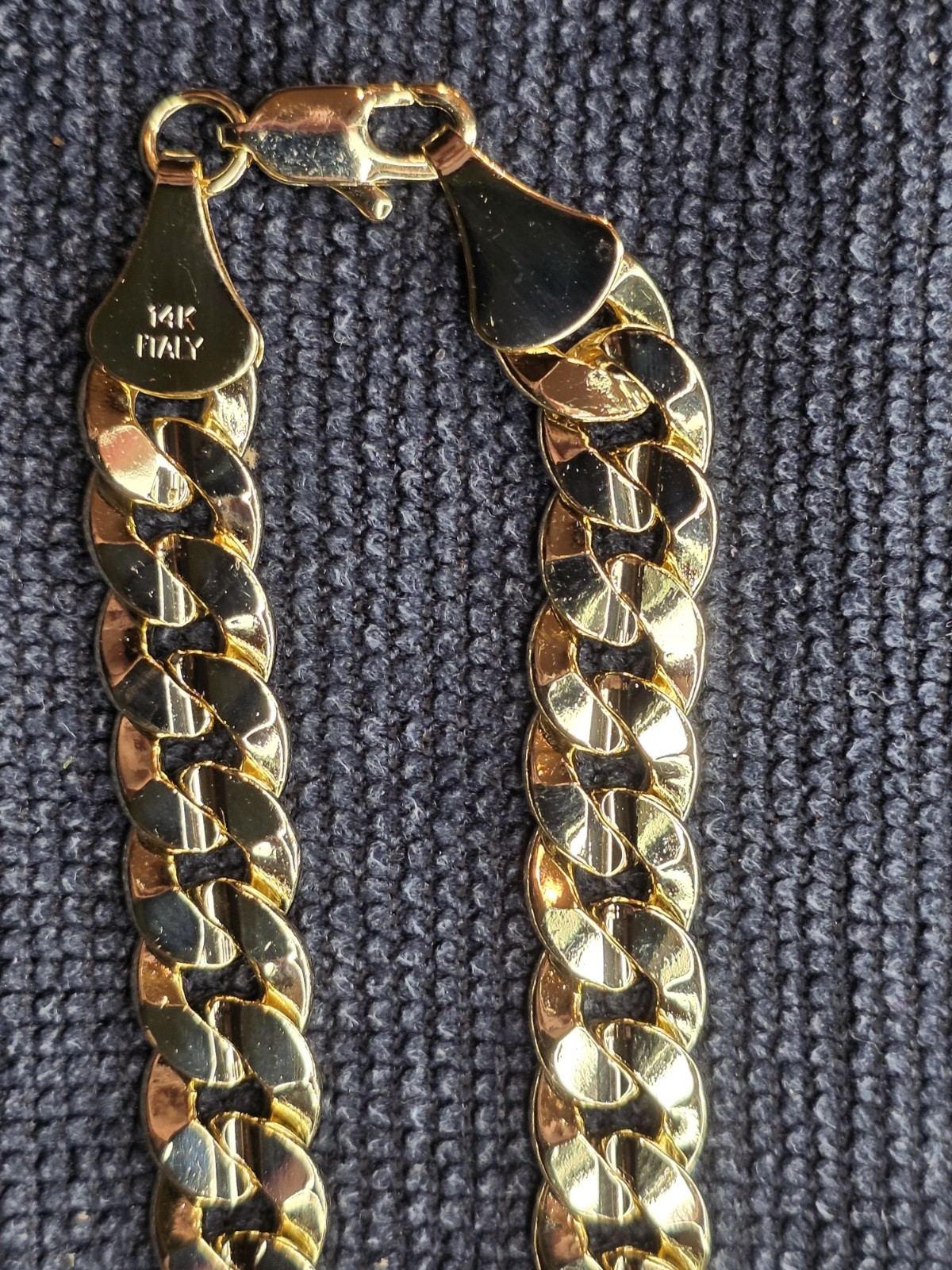 14k Yellow Gold Filled Cuban Link Chain Necklace Lobster Clasp Signed 22 in