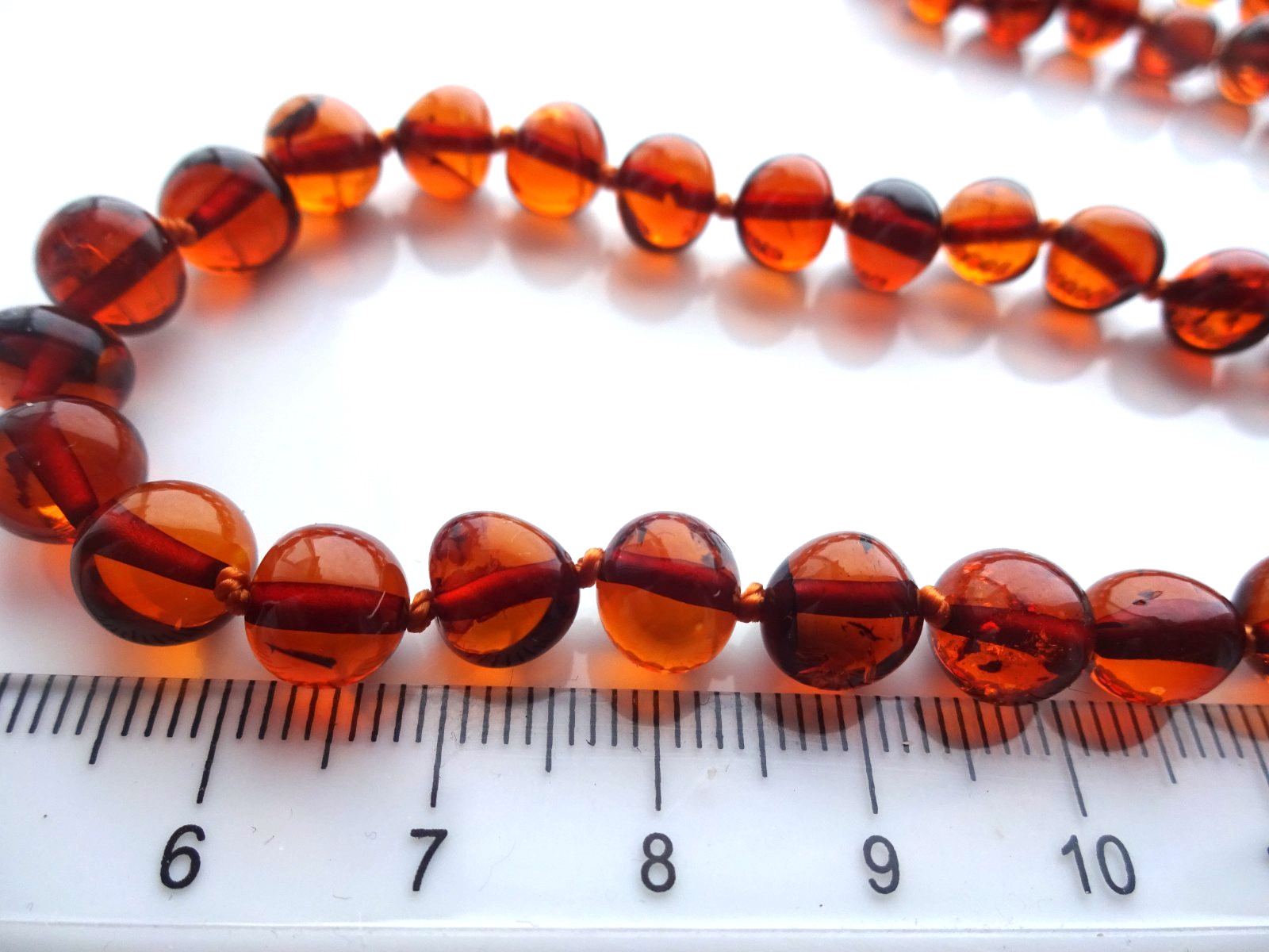 Natural BALTIC AMBER Necklace Round Beads Cognac Color 19” 50cm