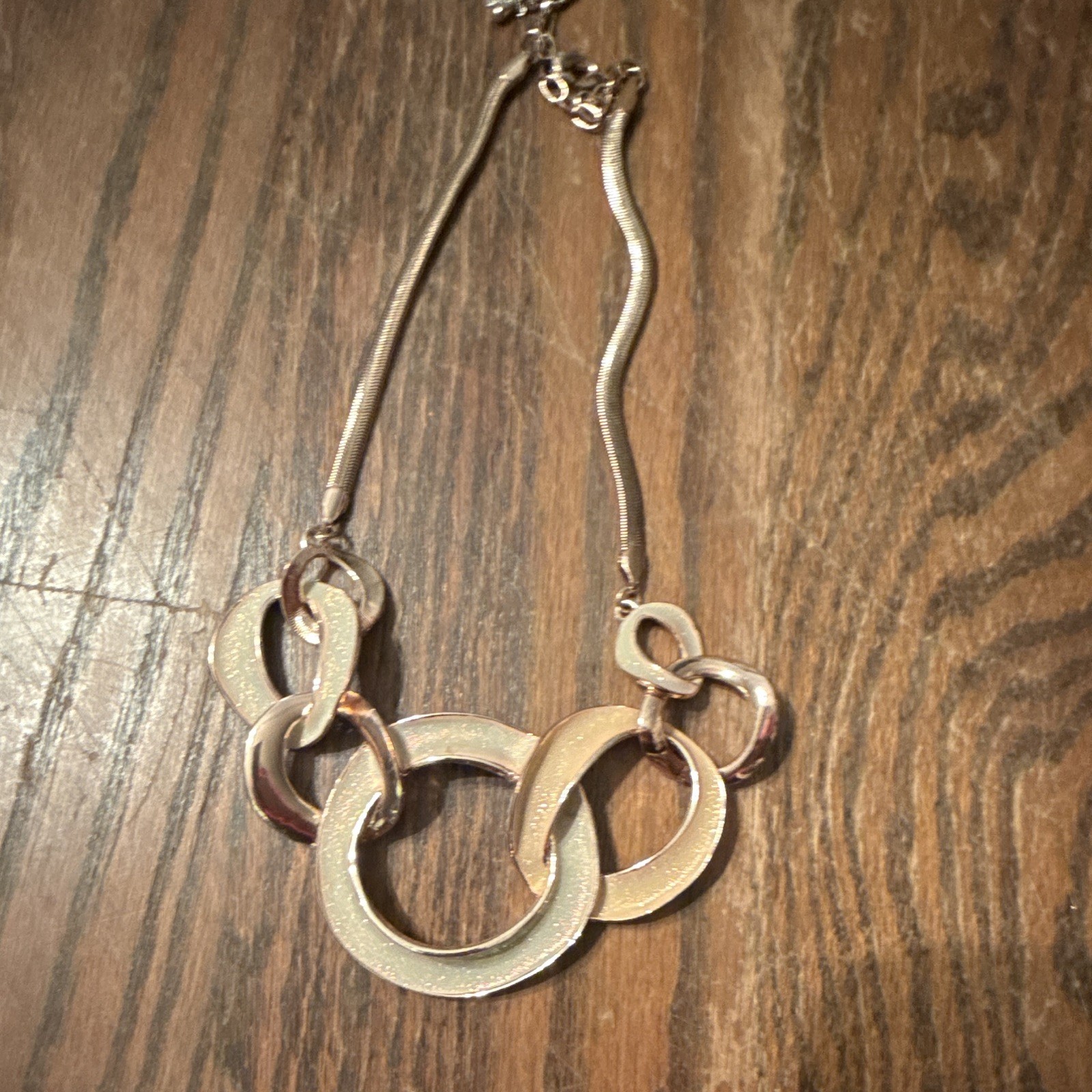 Silver Snake Chain Necklace Round Pendant Adjustable Lobster Clasp Metal
