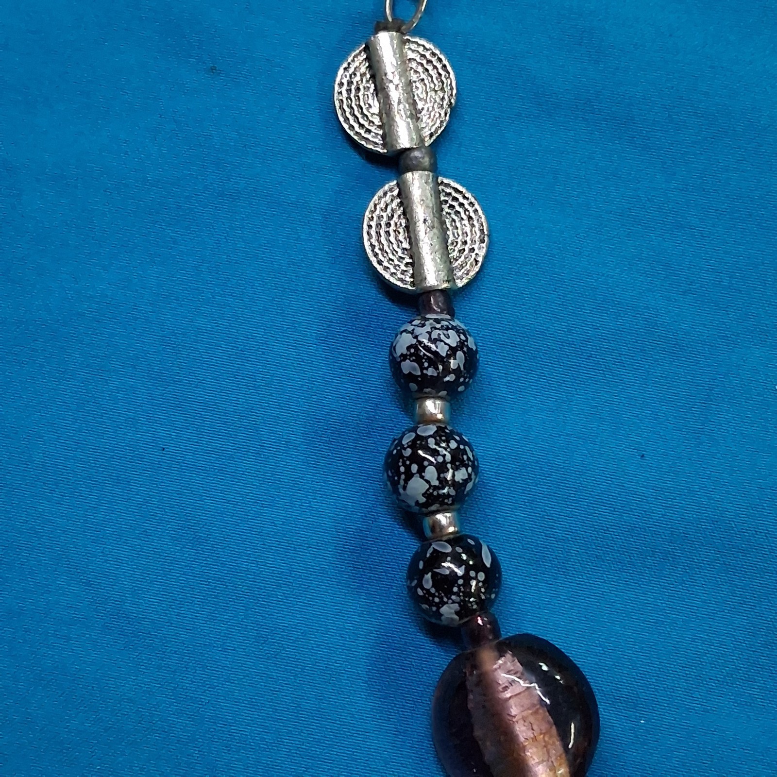 Vintage Glass & Stone Bead Silver Tone Lobster Clasp Necklace