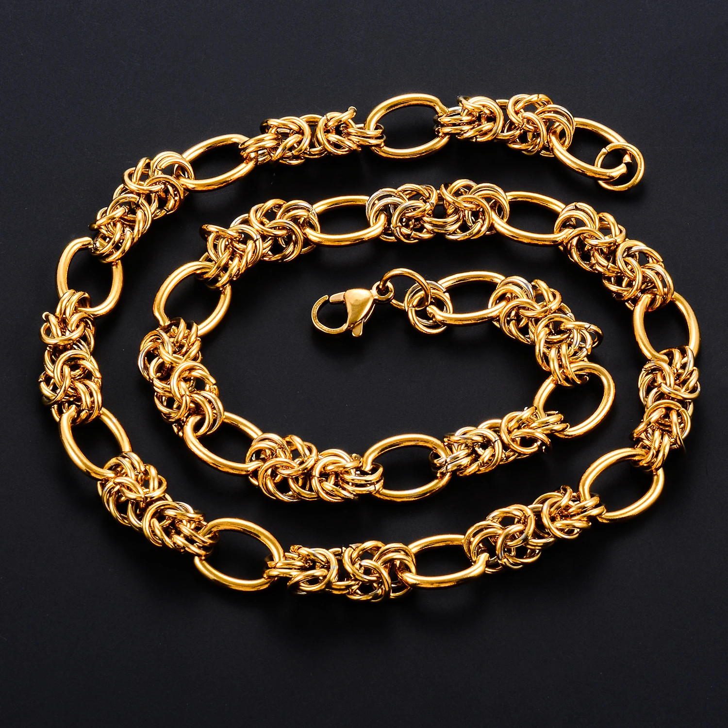Knot Link Chain Necklace Stainless Steel Bold Thick Statement Women Jewelry