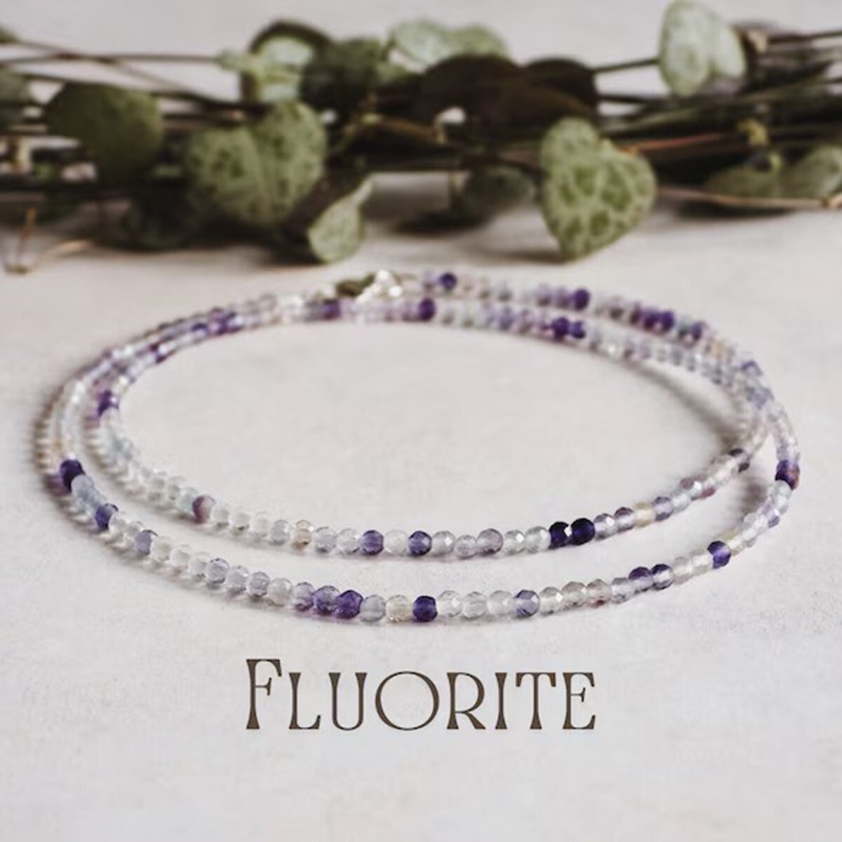 Natural Rainbow Fluorite Choker 2mm Crystal Gemstone Bead Dainty Choker Necklace