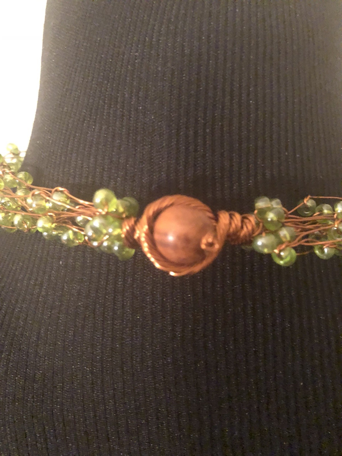Mi Linea Green Beaded Copper Wire Multi-strand Choker Necklace NWOT