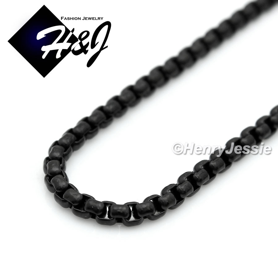20″MEN Stainless Steel 2.5mm Black Plated Box Chain Necklace Cross Pendant*P73