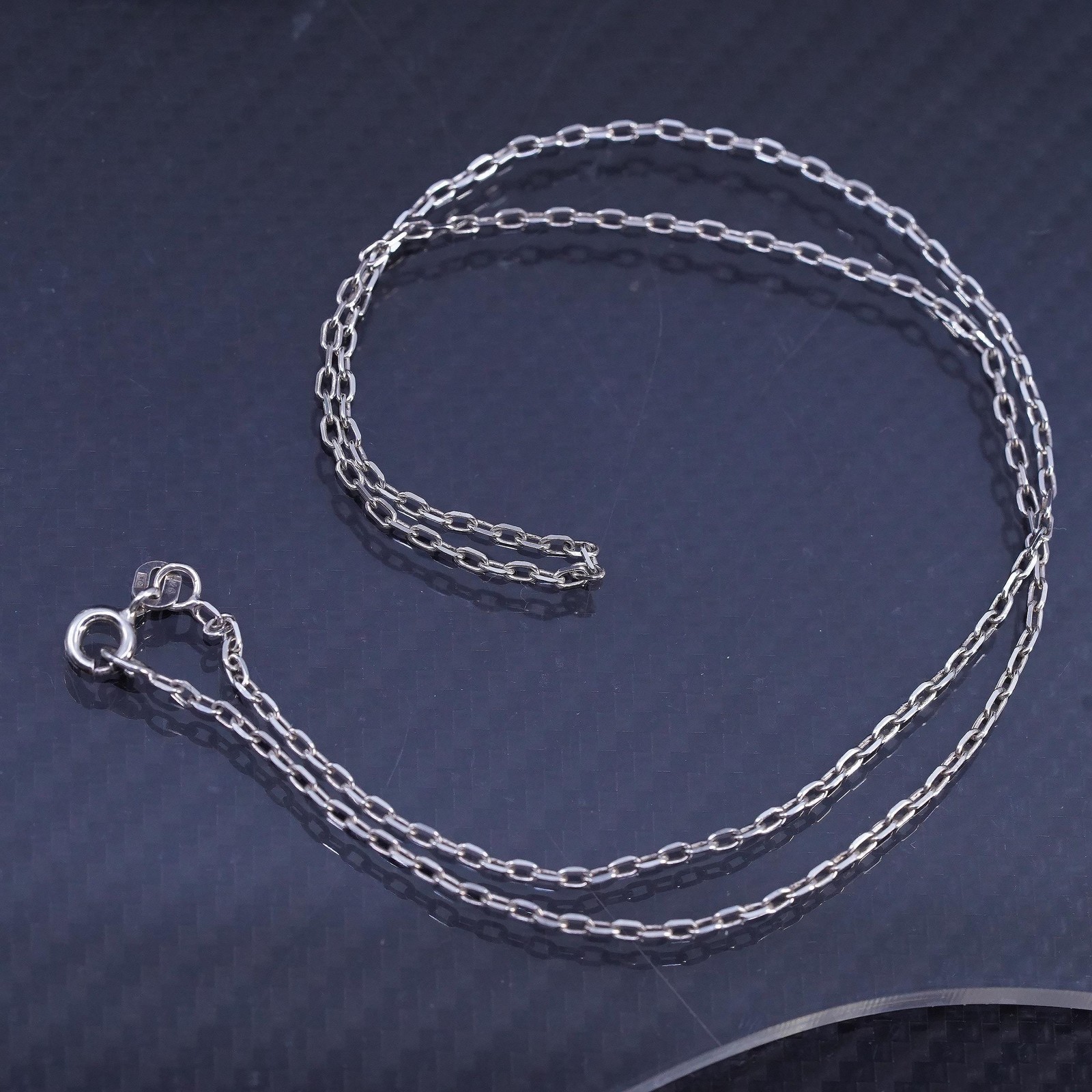 18”, vintage Designer Signed sterling silver 925 ribbed circle chain necklace