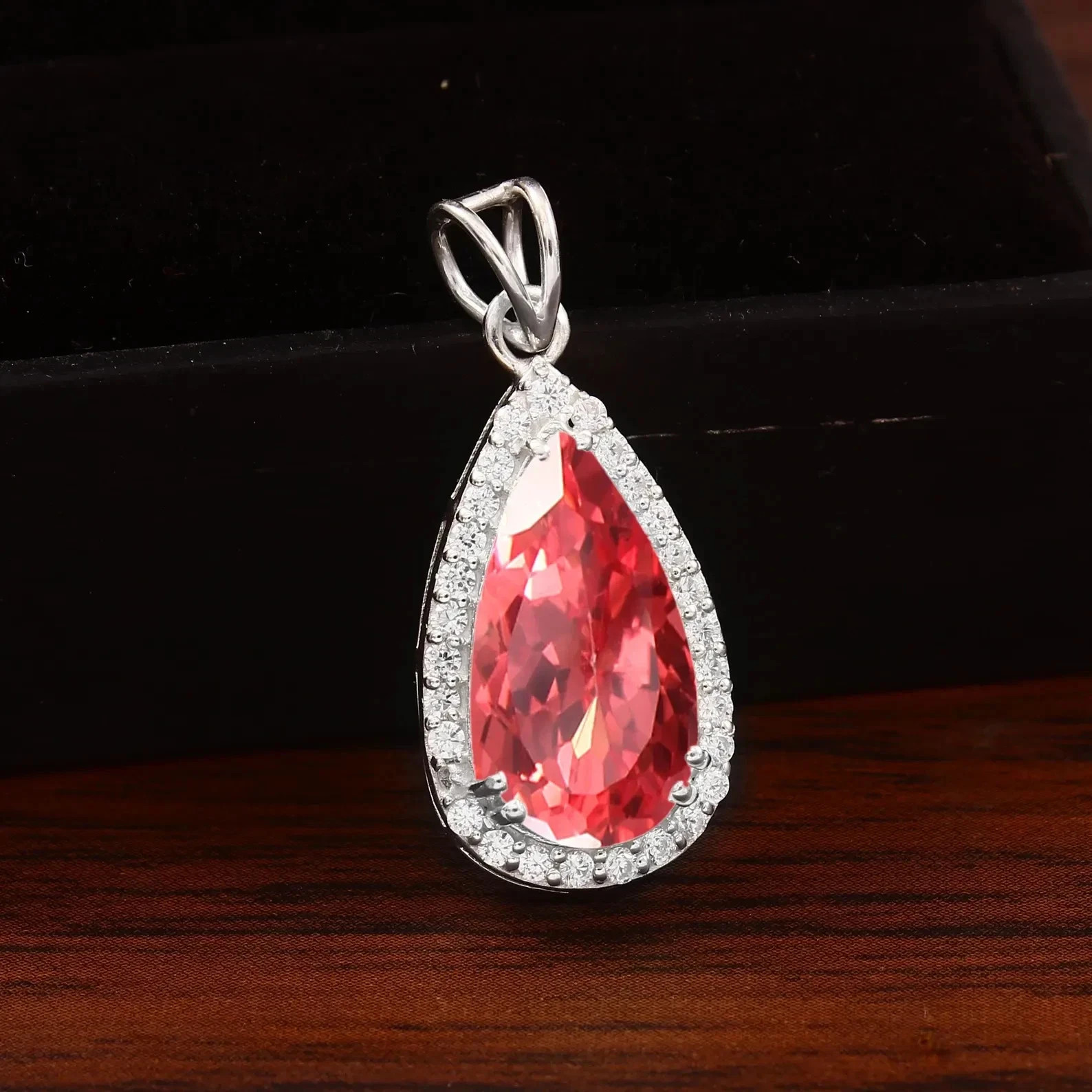 Certified 15 Ct Natural Sapphire Padparadscha 925 Silver Pendant Loose Gemstone