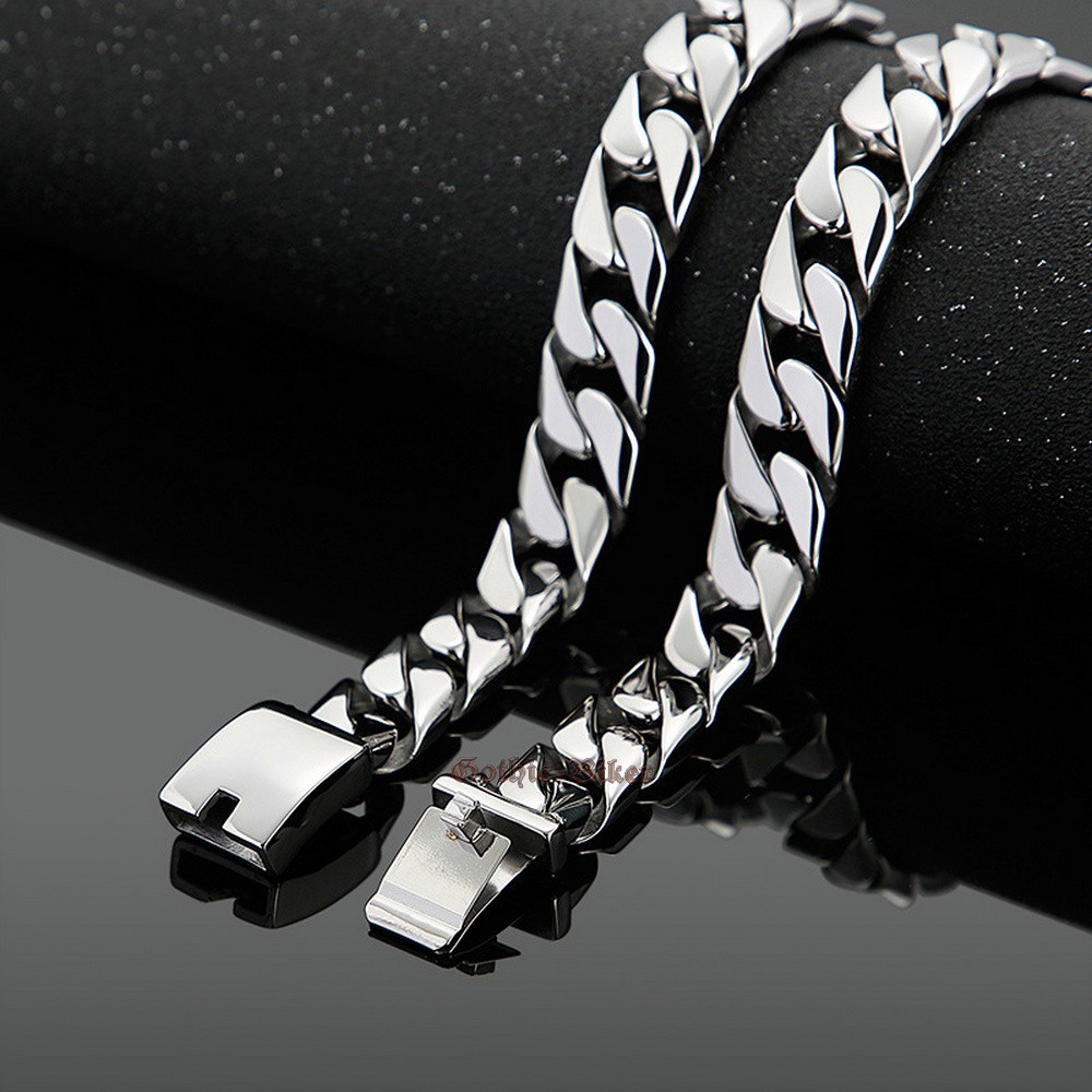 Heavy Wide Stainless Steel Curb Cuban Chain Men Necklace Polish 17mm 20mm 18-30″