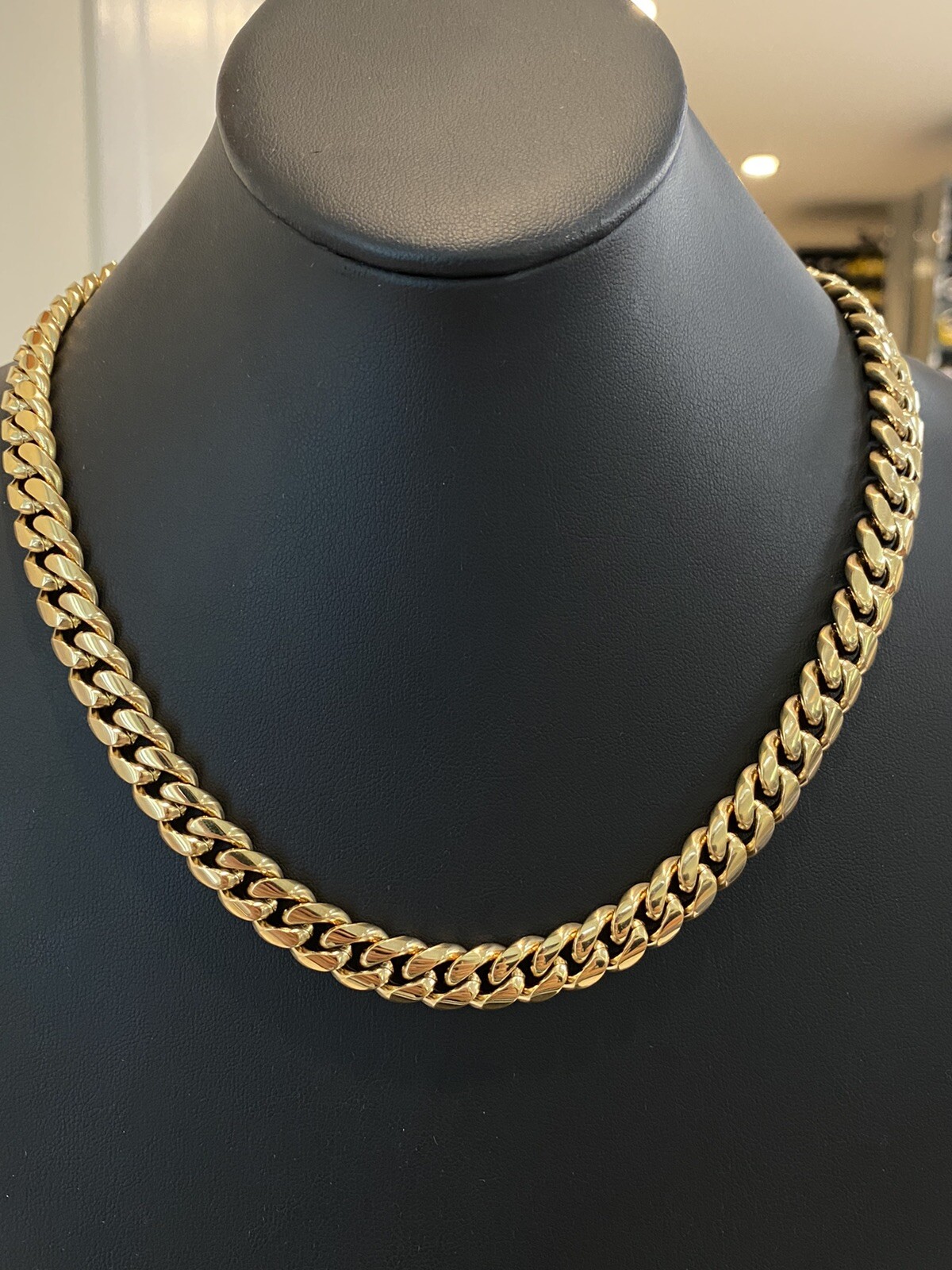10mm 20″ Miami Cuban Link Men Choker Real Solid 14k Gold Vermeil Stainless Steel