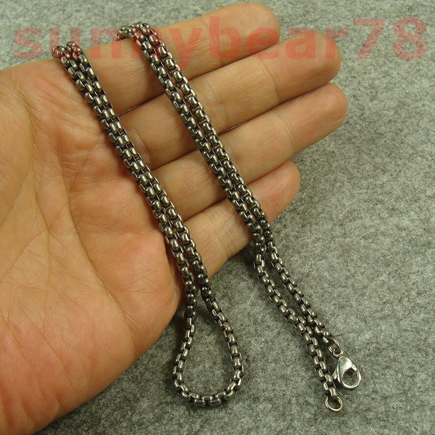 4mm Pure Titanium Anti allergy Rolo box chain Necklace 23/25/27/29/31 inch H259
