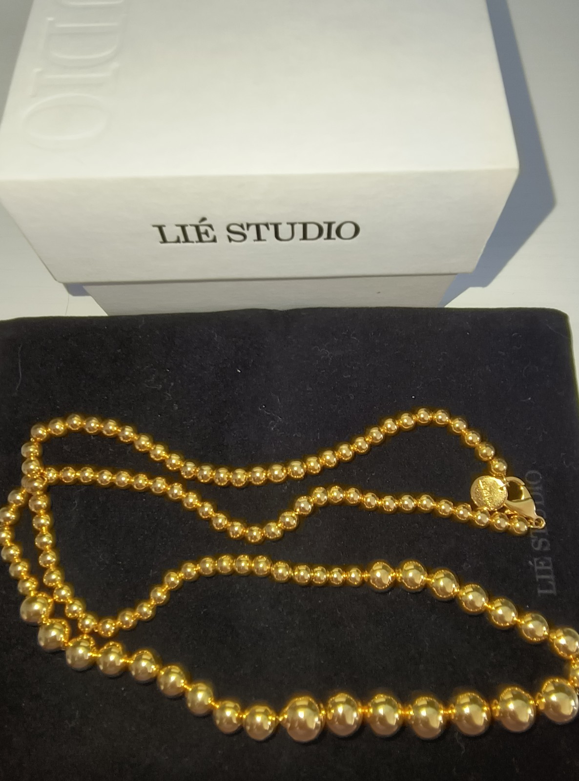 NWB Lie Studio Olivia Necklace 18 Carat Golden Plated Brass 25 Inch Necklace