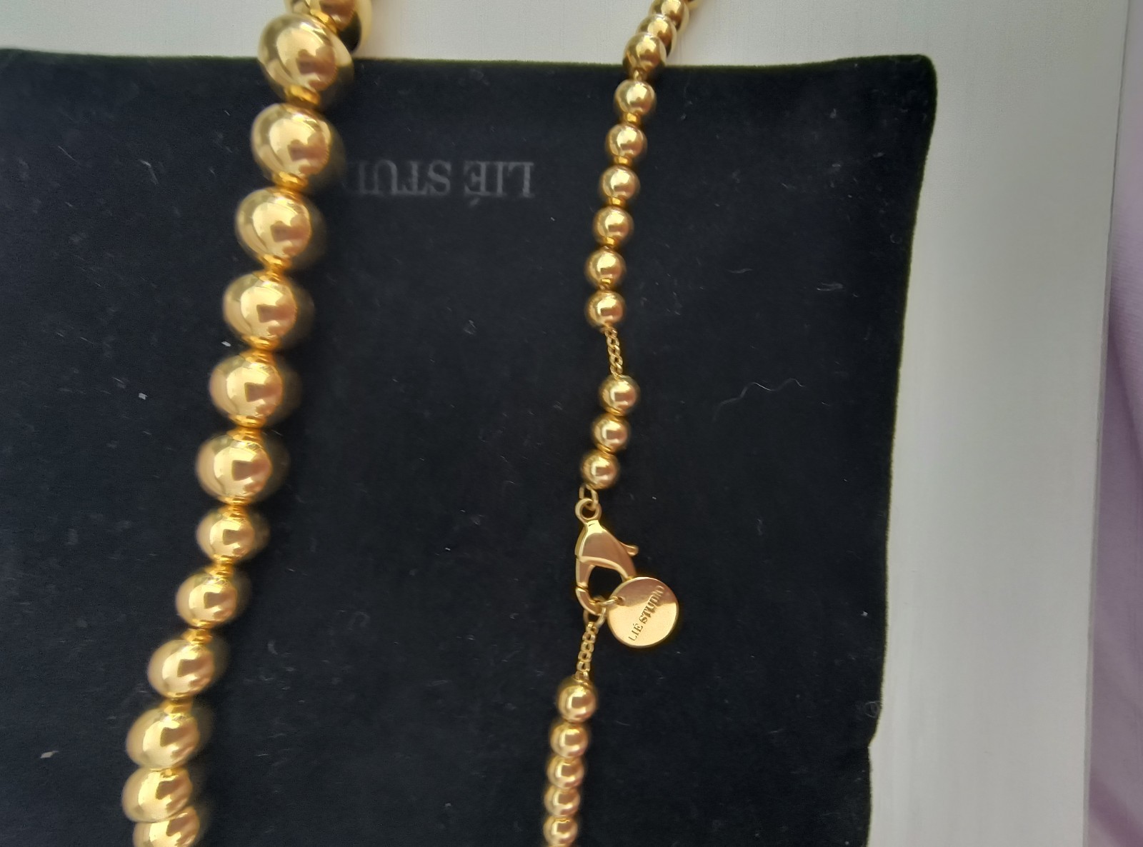 NWB Lie Studio Olivia Necklace 18 Carat Golden Plated Brass 25 Inch Necklace