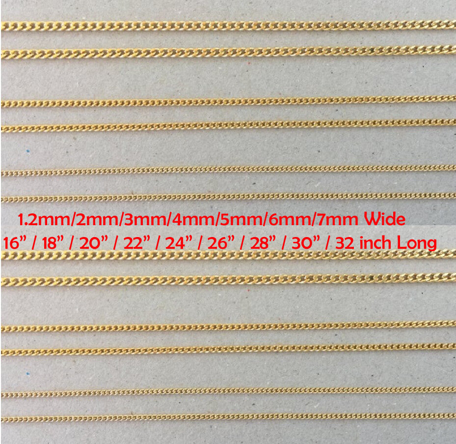 Real 18K Yellow Gold Filled Nickel/Lead Free Cuban Curb Link Chain Necklace C70G