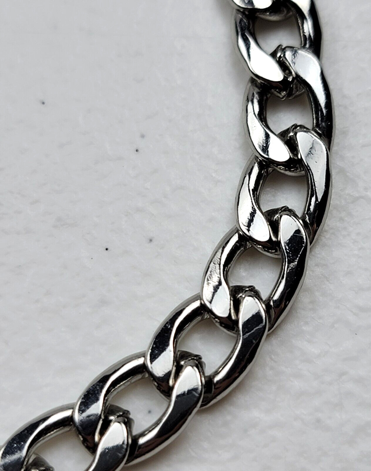 Silver Plated Curb Chain Necklace 26.5″ Adjustable Adult Unisex 7.7 mm