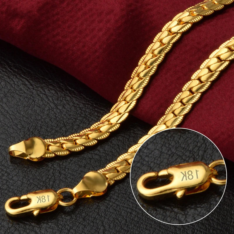 Gold Silver Tone 8-24in Side Chain Necklace Women Mens Fashion Statement Jewelry