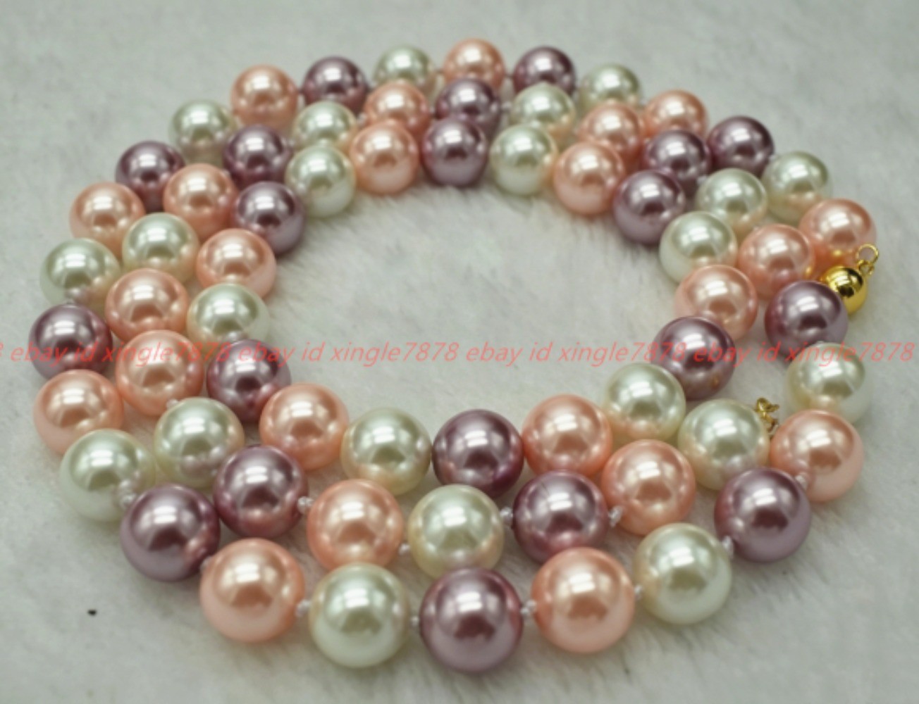 8/10/12mm White Pink Purple Shell Pearl (Not Pearl) Round Beads Necklace 16-36in