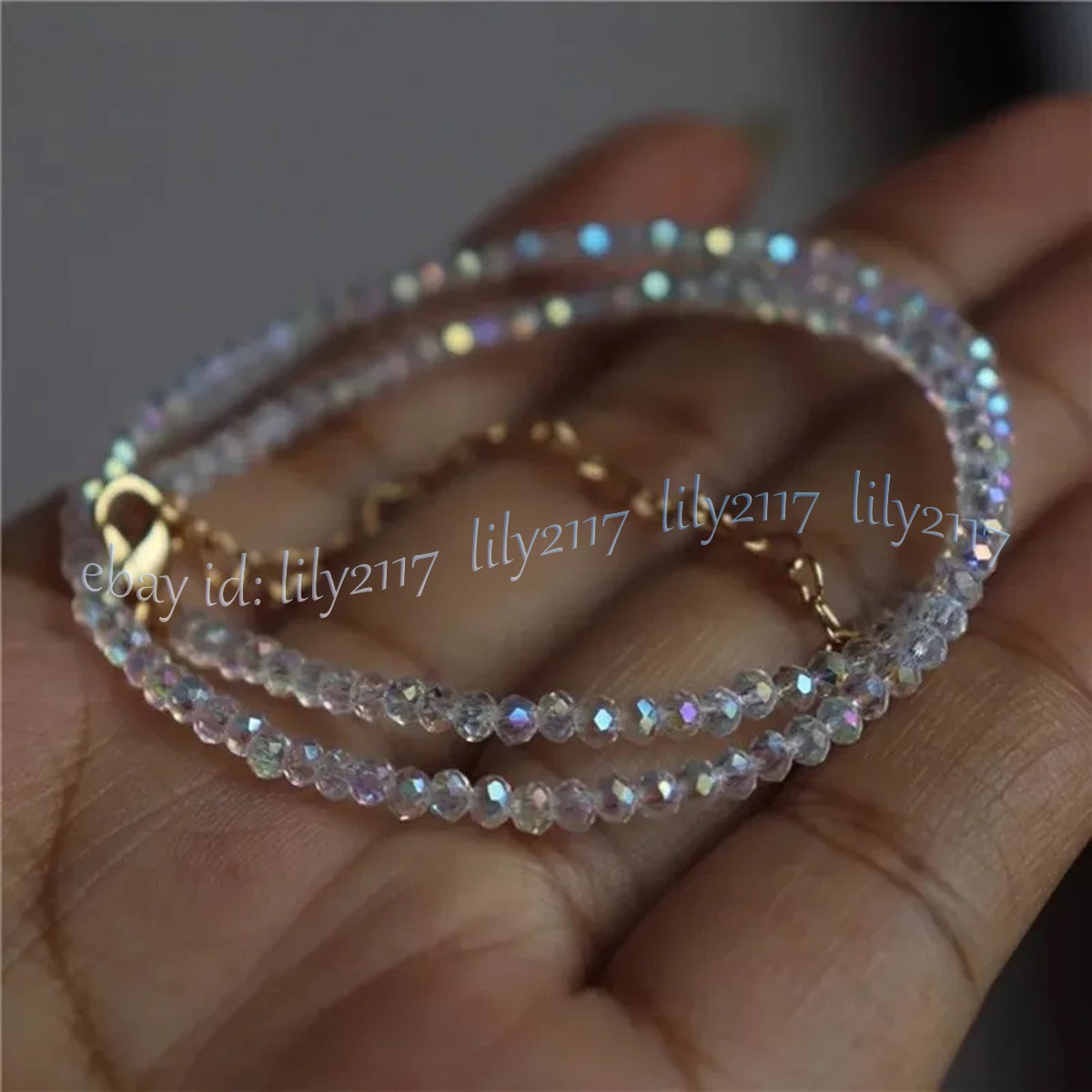 3x4mm Clear AB Crystal Faceted Rondelle Beads Necklace Women Jewelry 14-48”