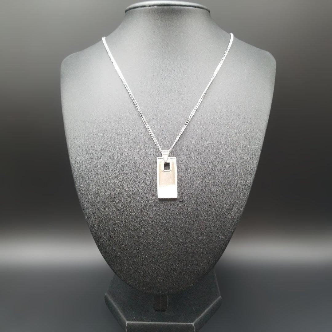 Excellent GUCCI Bar Plate Silver 925 Women Necklace _825