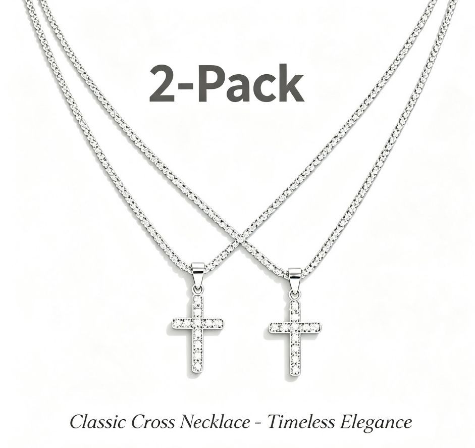 2Pcs Cross Pendant Necklaces Trendy Chain Jewelry Set for Men Women​