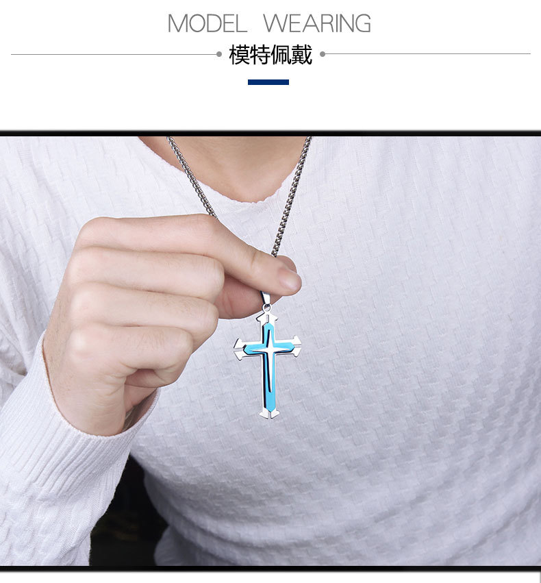 Boys Mens Stainless Steel Vintage Cross Necklace Men Women Pendant Best Gift