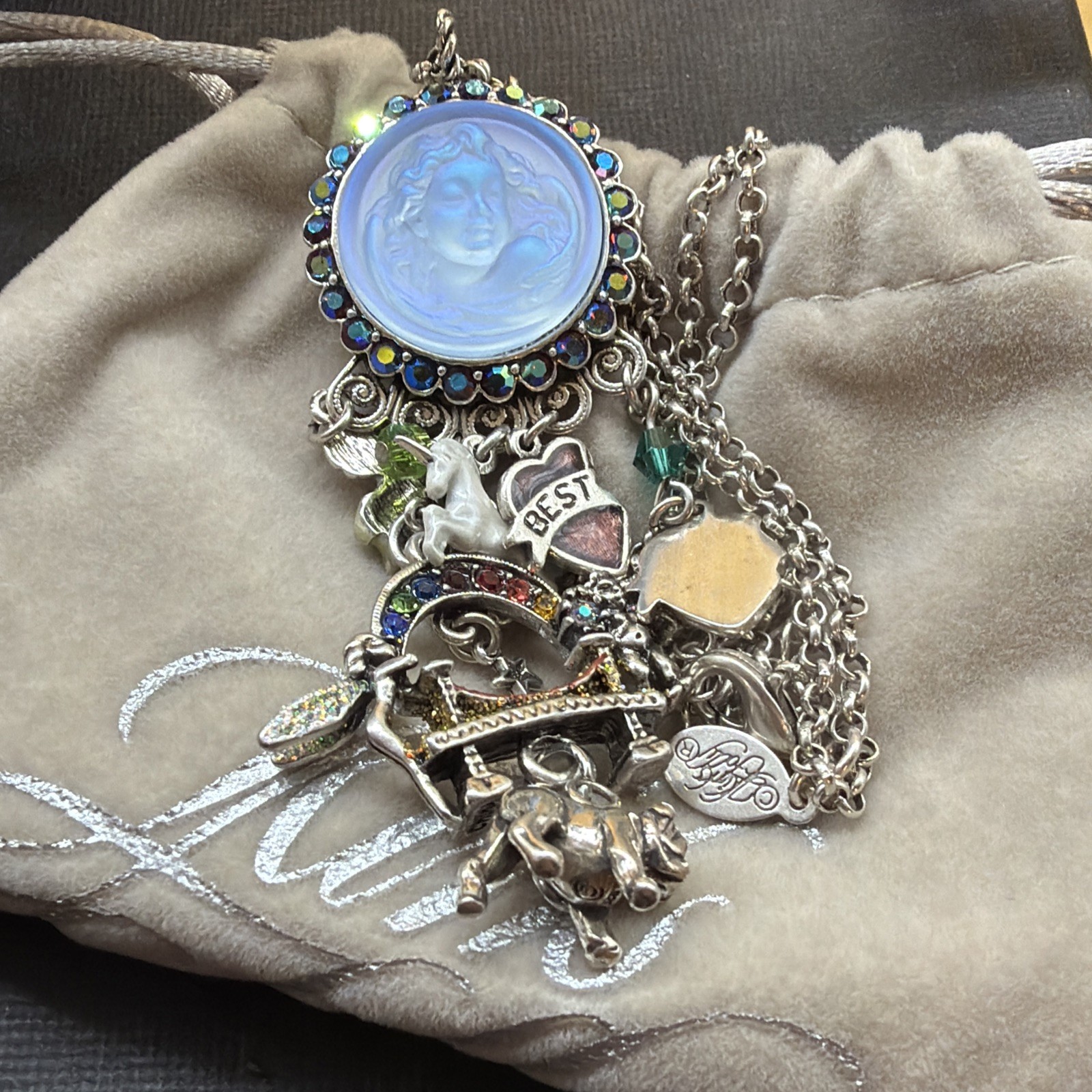 BEAUTIFUL Kirk’s Folly Rainbow Bridge Dream Angel Drop Necklace W/Box! 17-20”!
