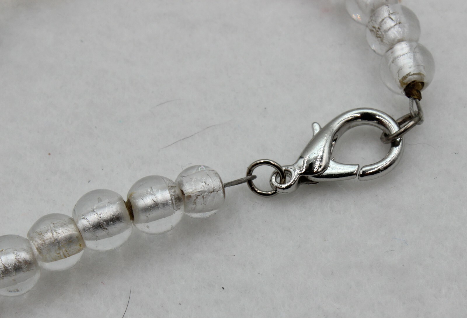 Various Shapes Crystal Clear Silver Iridescent Chunky Bead Necklace Pre-owned