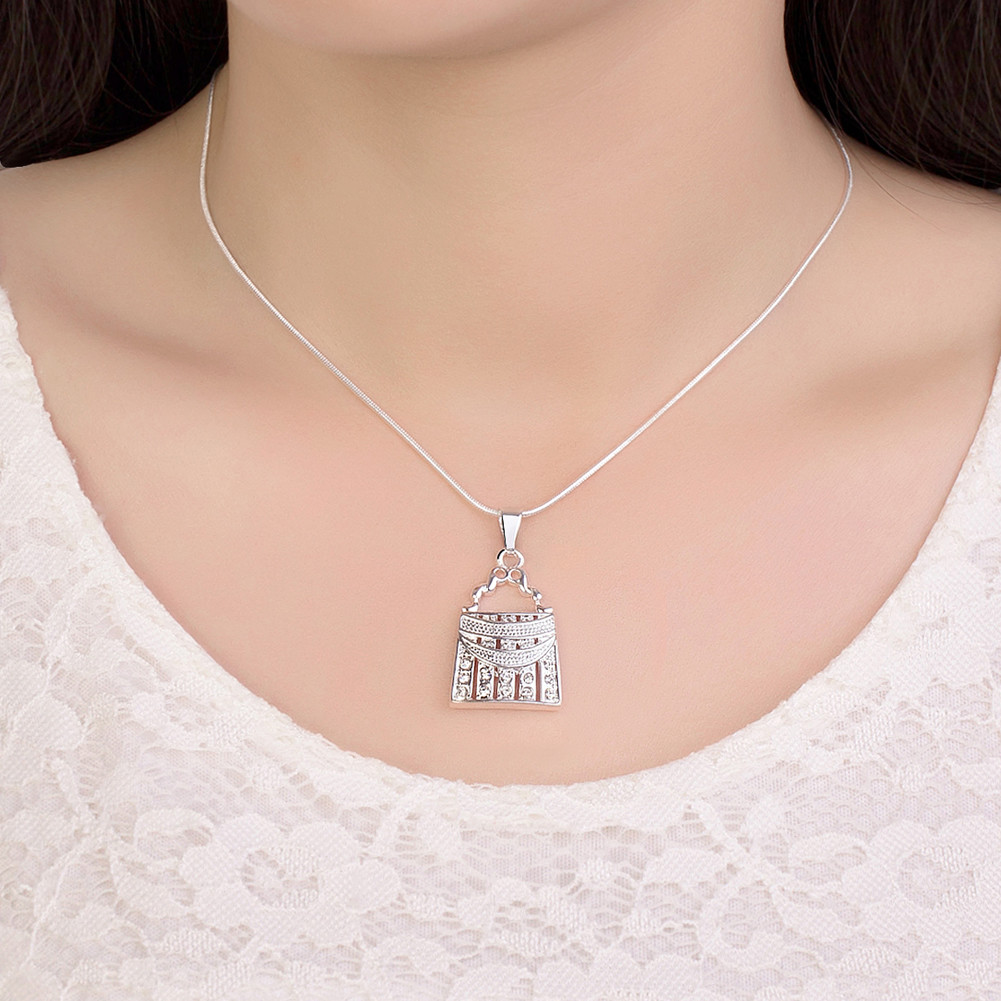 Elegant 925 Sterling Silver Filled Filigree Lock CZ Pendant Necklace N-A601 Gift