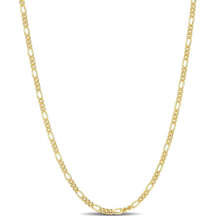 AMOUR 2.2mm Figaro Chain Necklace In Yellow Plated Sterling Silver, 16 In