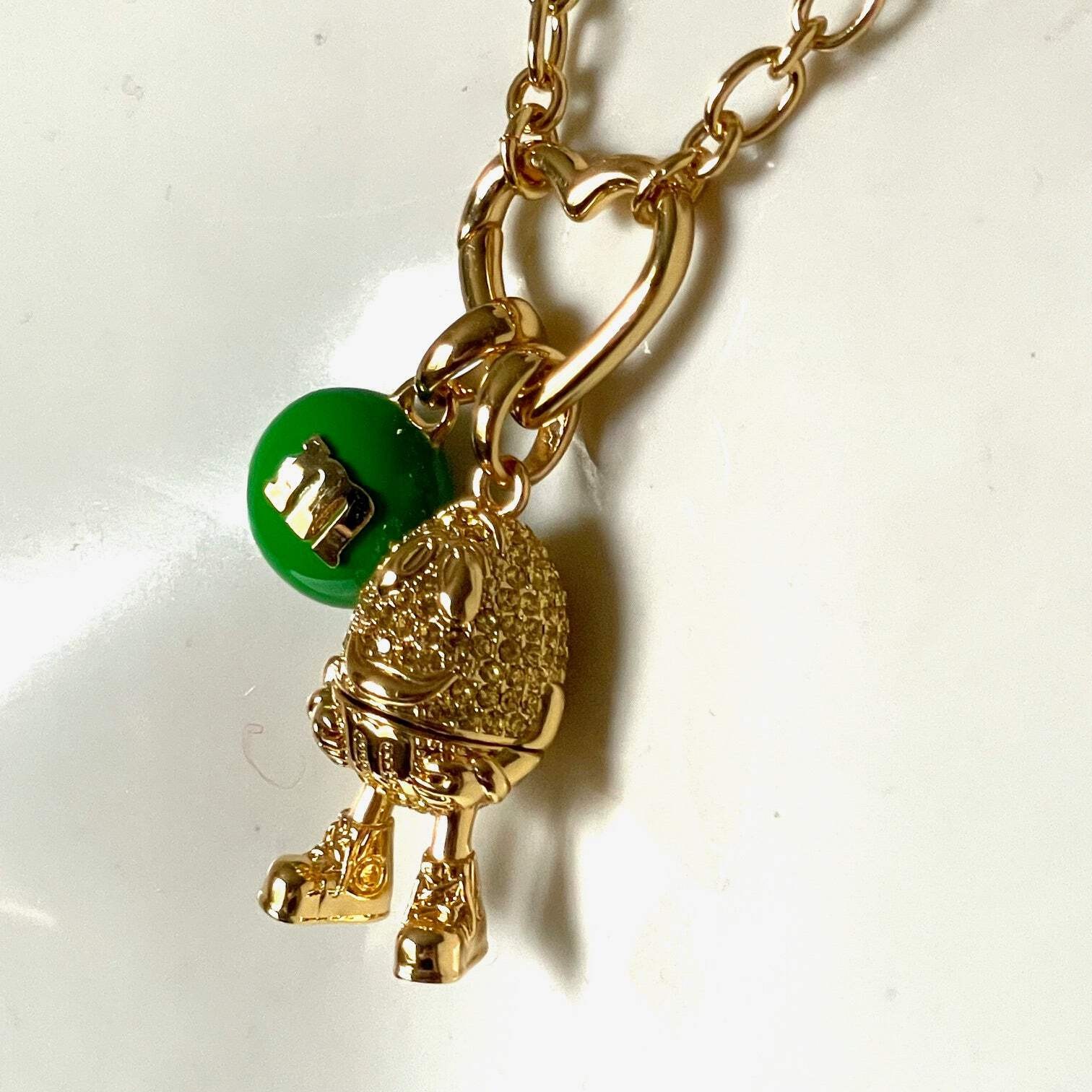 Kate Spade M&M Pendant Necklace Green Gold Statement Novelty Gift Box