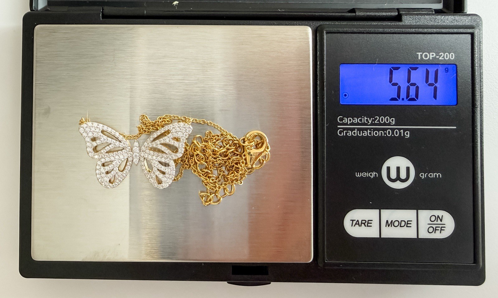 Diamonique x Jennifer Miller Butterfly Necklace 14K YGP 925 1.55ctw QVC Retired