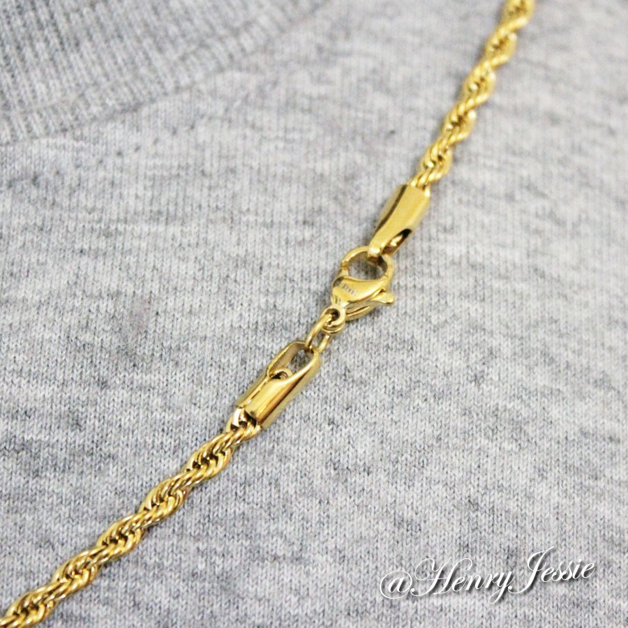 20″MEN Stainless Steel 2.5mm Gold Plated Rope Chain Necklace Cross Pendant*GP