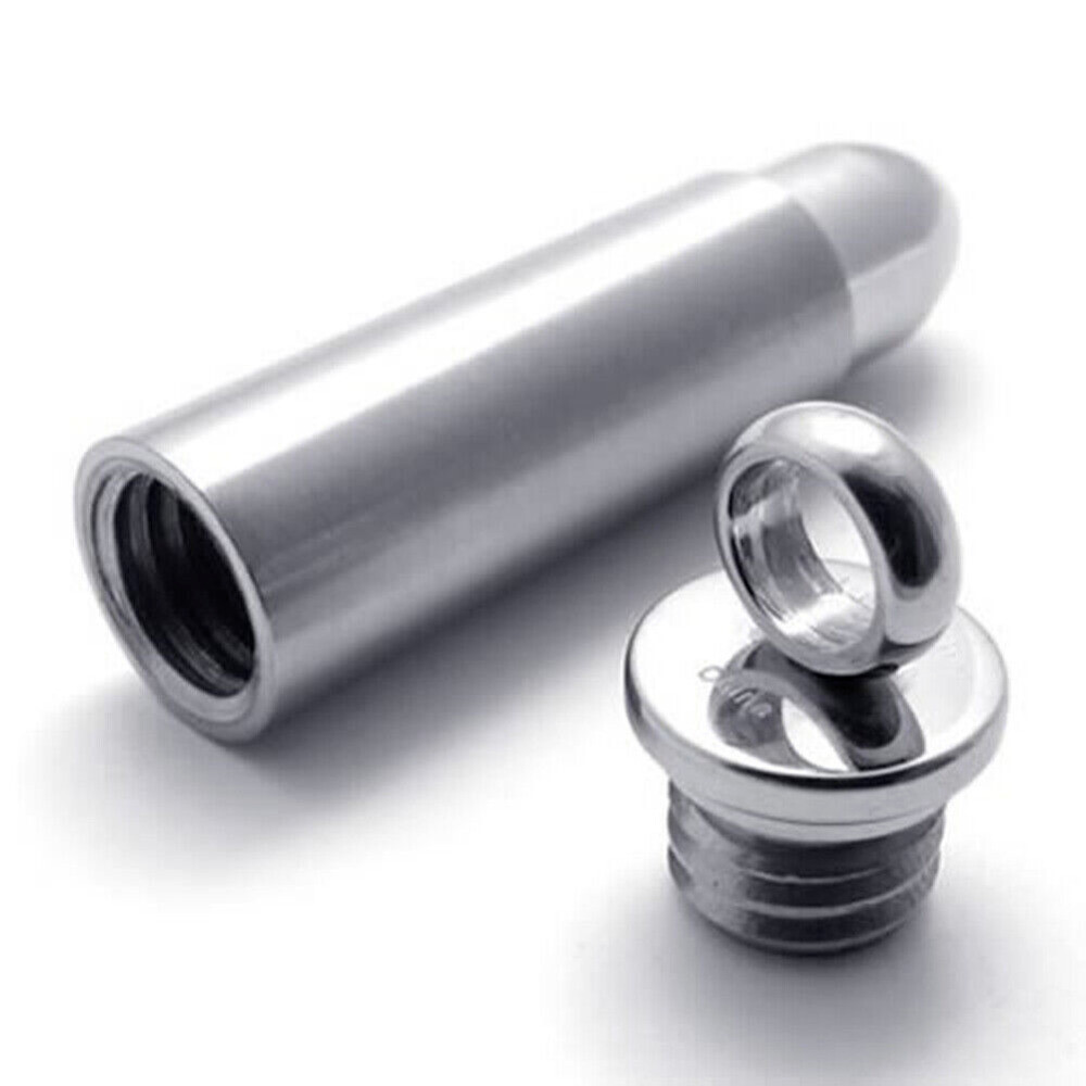 Mens Stainless Steel Necklace Open Bullet Pendant Pill Case Holder Male Jewelry