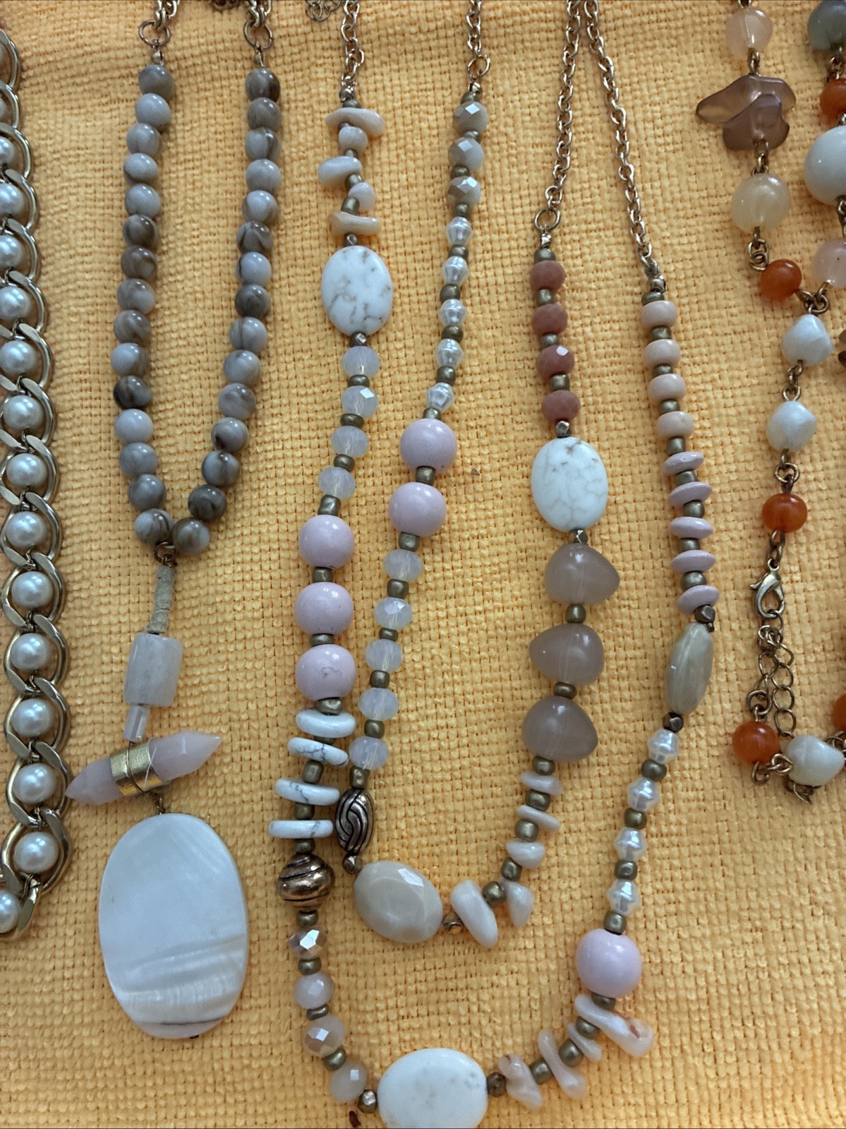 Fashioned Lot of 6 Necklaces. Various Lengths and Styles. Stones Glass Beads