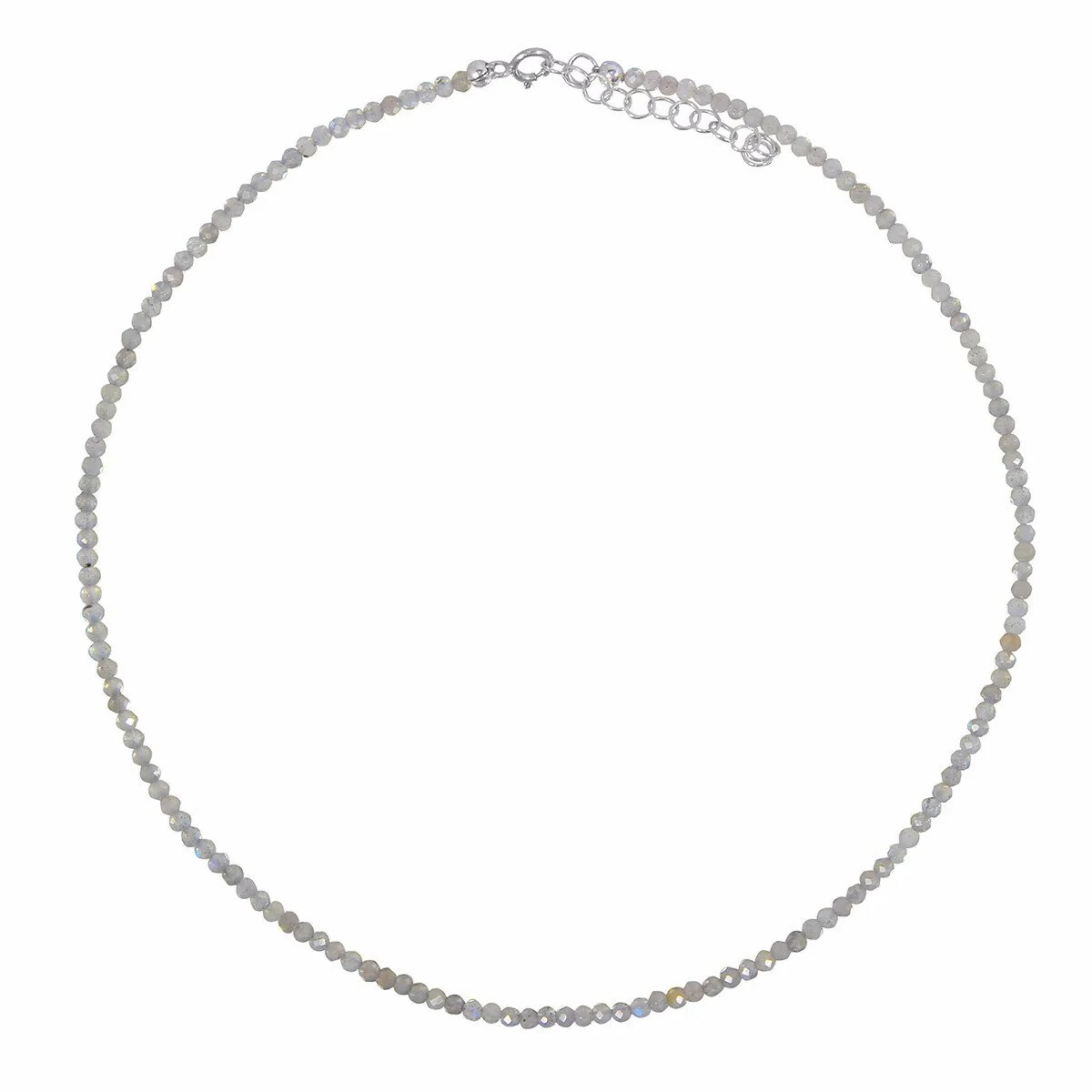 Natural Labradorite 2mm Beaded Choker Healing Reiki Dainty Women Skinny Necklace