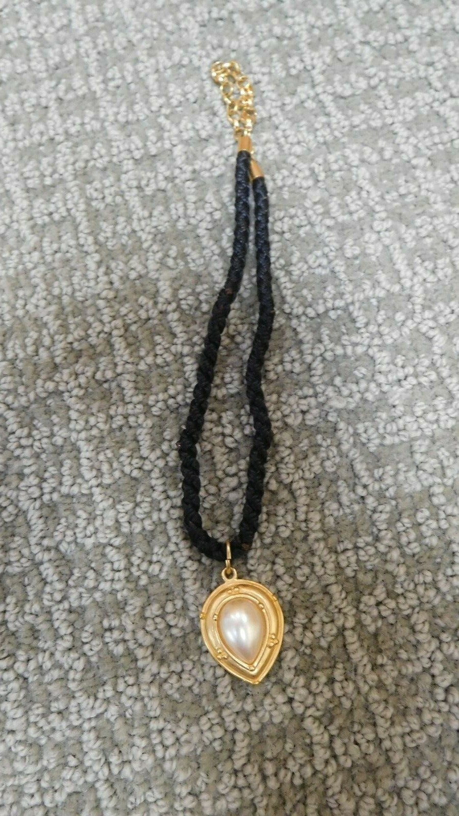 Braided Rope Cord Choker Necklace Faux Pearl Pendant Boho Jewelry