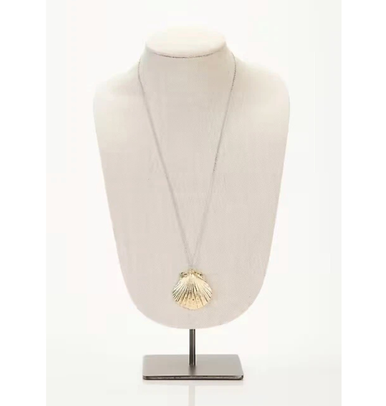 J Jill Shell Pendant Necklace Gold Scallop Beach Coastal Resort Adjustable Slide