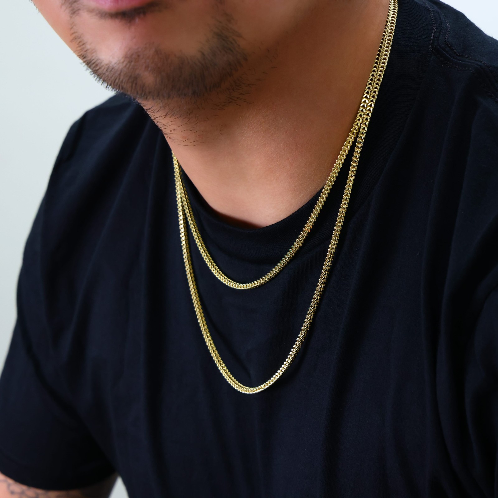 10K Yellow Gold 3mm Franco Box Wheat Foxtail Chain Necklace Mens Womens 18″- 30″