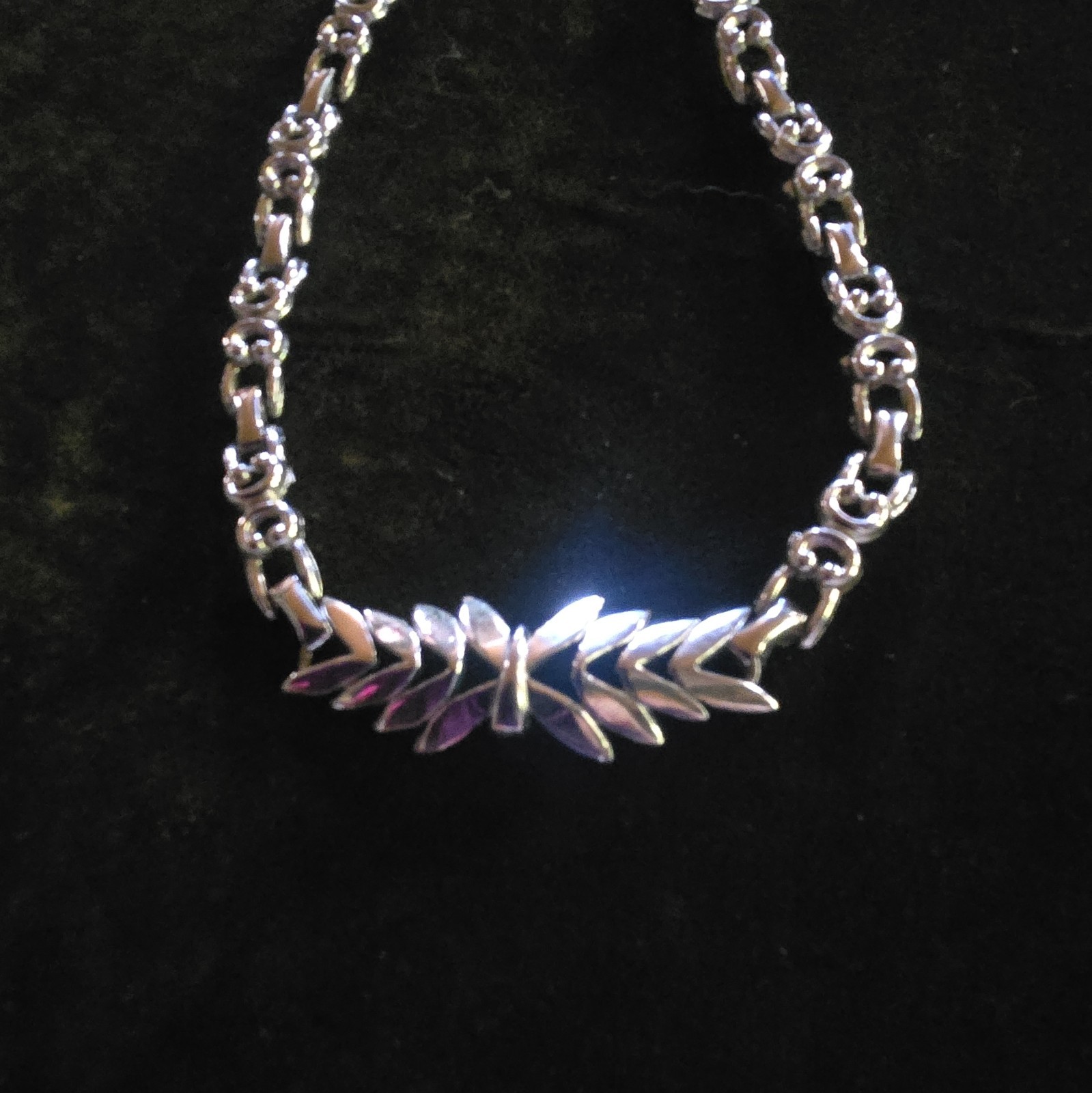 Silver Tone Bar Link Chain Choker/ Neclace 16 Adjustable Hook