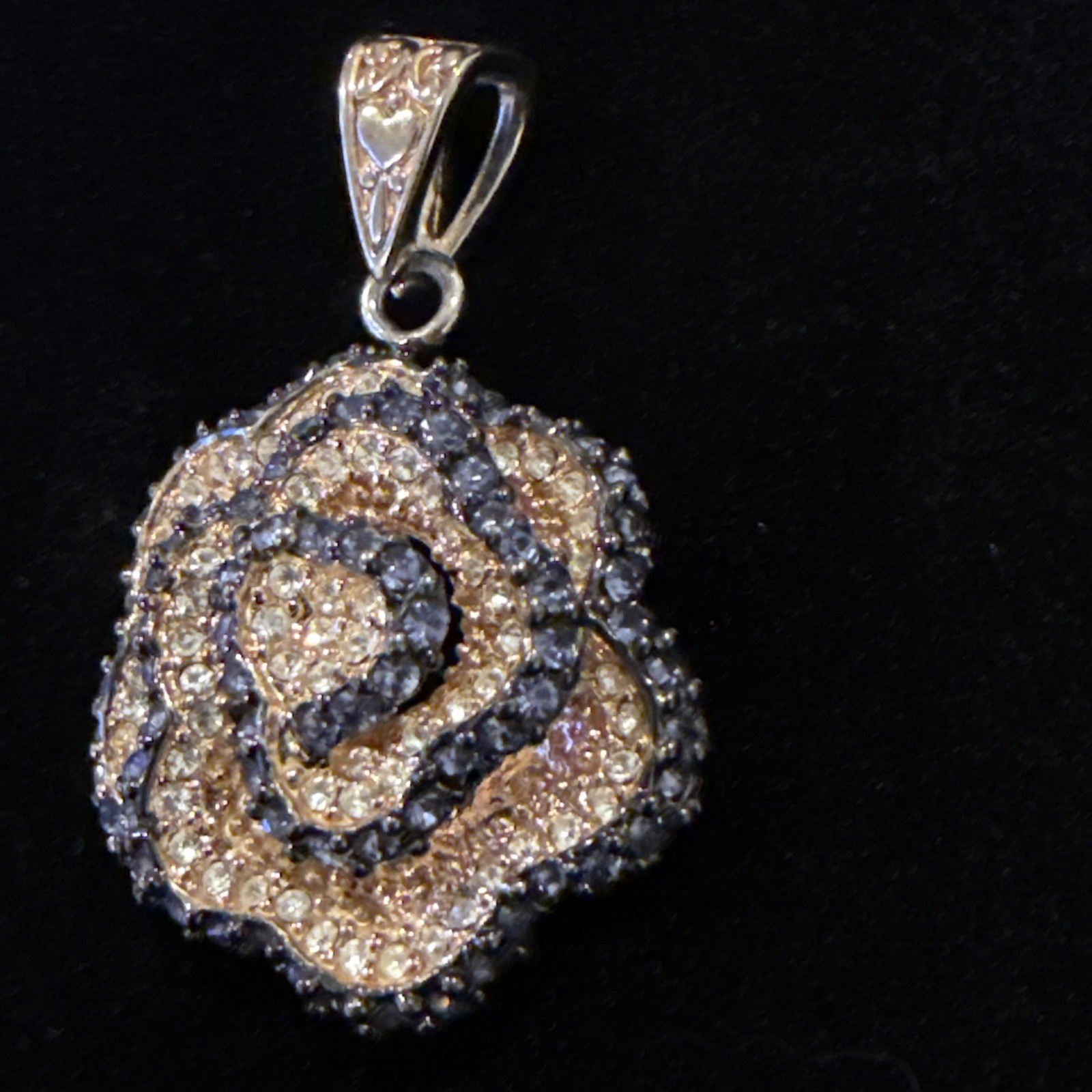 Park Lane Camellia Rose Pendent With Clear & Blue Crystals