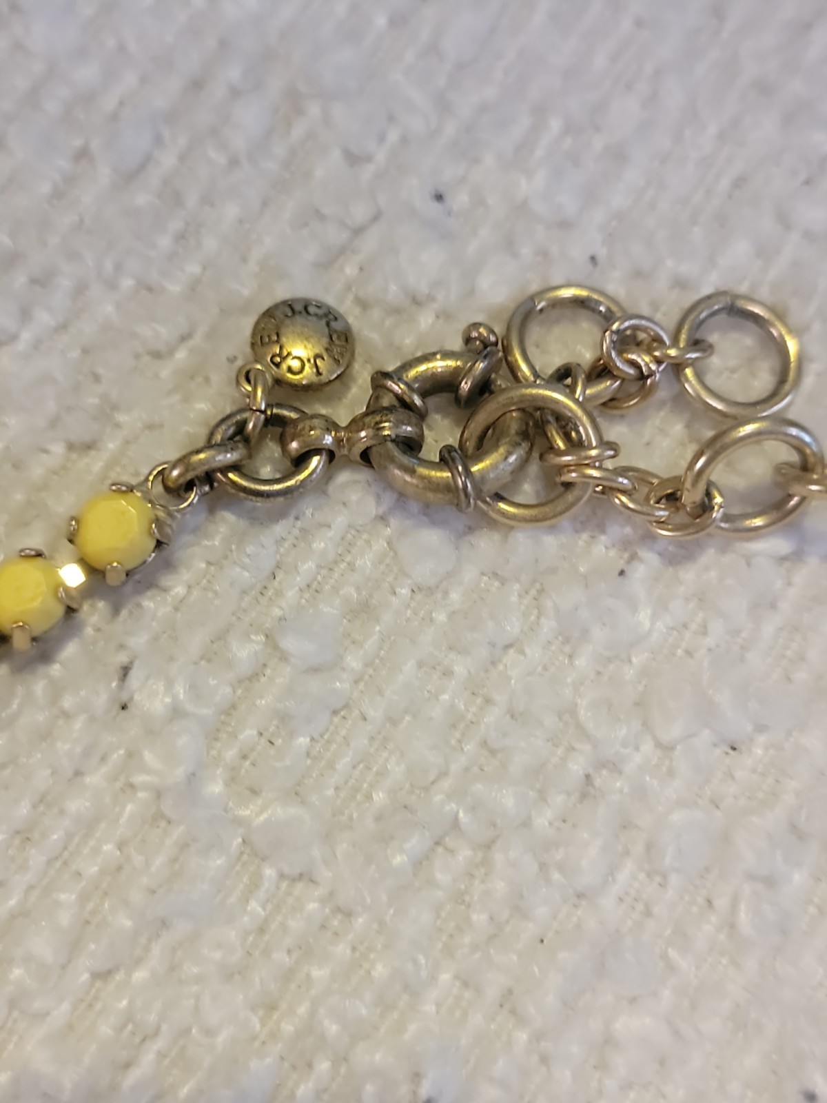 J. Crew Necklace Yellow Bib Statement Rhinestones, Pearls Costume Jewelry